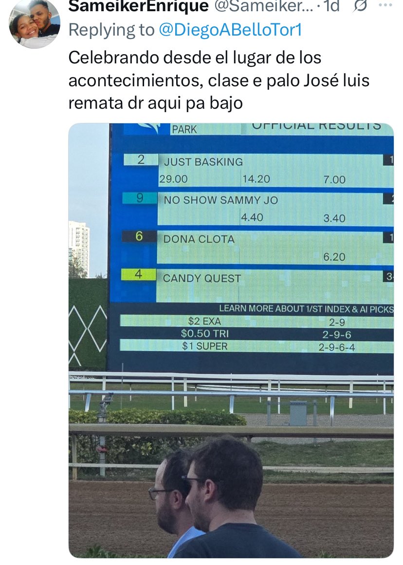 DiegoABelloTor1's tweet photo. SUSCRIPCIÓN semana del 5 al 8 de Marzo otro ESPECIAL ELITESCO Nuevamente un trabajo IMPECABLE pero esta vez para Tampa Bay Downs y atención estaremos EN VIVO desde el Hipódromo SIIII desde Tampa todo el dia Sábado y Tal vez el Viernes Si señor en Vivo con información DE LUJO con el Especial del Tampa Bay Derby, vanos a ver a CANALETTO vanos a tomarnos 1 FOTO con LO MAS FIJO de la semana (OJo es OTRO) 

Suscripción in Advance

Para exclusivamente los Followers, dele Like/Repost or Quote a este Post seleccionaremos a 10 y le enviare via DM Ese ejemplar especial del Sábado que es información PRIVILEGIADA que solamente NOSOTROS ofrecemos. Solo 3 condiciones debes ser Follower, haz Repost y Like y/ Quote a los 2  Tweets/Post y tenemos q pasar de 250 interactions y 4.000 views a mas tardar el dia Jueves a las 11:00 AM.

Gulfstream Park Jueves a Domingo: Después de la jornada del FOY, lamentablemente aqui queda la mediocridad. Al dia del hoy solamente 5 Best Bets, a los enamorados "GPSeros" tómense la semana Free. 

Tampa Bay Downs
Viernes: Buen Programa 3 Best pero 1 es información PRIVILEGIADA y no adivinen pq NI se imaginan cual.
Sábado ELITE y Domingo de Los jo inscriben Miércoles y Jueves para los 2 dias especiales, pero eso NO es problema porque tenemos los llamados, sabemos quienes seran inscritos hay q esperar los PP, y LISTO. Estimamos 6 Best Bets minimo 2 Clock Report, 2 Informaciones PRIVILEGIADAS al estilo ELITE (El Miércoles les dare los detalles)

Santa Anita
Sera nuestro 2do FOCO pq también tendremos Jornada de LUJO el dia Sábado con el San Vicente y BRANT el nino mimado de Bob Baffert y Potente el otro nino Consentido de Baffert, y el Domingo el Santa Ysabel con Baffert inscribiendo 3 potras, y claro que llevara JARAMILLO tendra Vida? Viernes a Domingo en California estimamos tener 7 BB de acuerdo a los llamados y expectativas de inscripción.

Oaklawn Park
Daremos 2 Pick4 Viernes y Sabado (Sgue La Fiesta)

Aqueduct
Viernes y Sabado: alrededor de 5 Best Bets hay Billetico de $2.000 porque es information PRIVILEGIADA 

Manda DM o escribe a joselbellon@yahoo.com para precios y planes, aceptamos Zelle, PayPal y Bs por transferencia desde cualquier banco. Pregunta por el Plan DOS (2) Semanas con un 40% de descuento en n $ y en Bolívares sin duda La Mejor Opción.

Ya TODOS saben el EXITAZO de pa semana pasada y n especiap de p Sabado.

Tomasello 1ra Marca de LUJO mas de $17.40 a ganador

Just Basking Siiiiii un FIJO ina Base DE ULTRA LUJO $29 a ganador NADIE hace esto y ademas fue regalo ABIERTO del Space

She Be Smooth desde el Domingo se pa a uncle amos Boooooommmmm💣💣💣💣💣💣 Back To Back Esta EXCLUSIVAMENTE Suscriptores. $12.40 a ganador, el Pick 3 comes n esos 3 paga $1.570 WOW.

Y el cierre de ORO, la exacta Supersegura del Fountain Of Youth Commandment y Chief Wallabee. 
Cuando el trabajo, la honestidad el conocimiento y un poquito de suerte se combinan JURENLO en BIG💰💵está GARANTIZADO.

Followers y Suscriptores ESTALLARON de Alegria en X 👇