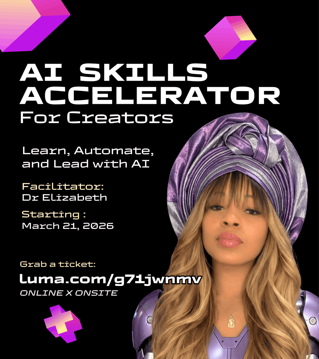 talkswelizabeth's tweet image. The future of content creation belongs to creators who can combine creativity with intelligent tools.
Ready to turn AI into your creative production partner?

Few spots left: luma.com/yleclgk5
#talkswelizabeth #AITraining #AIForCreators