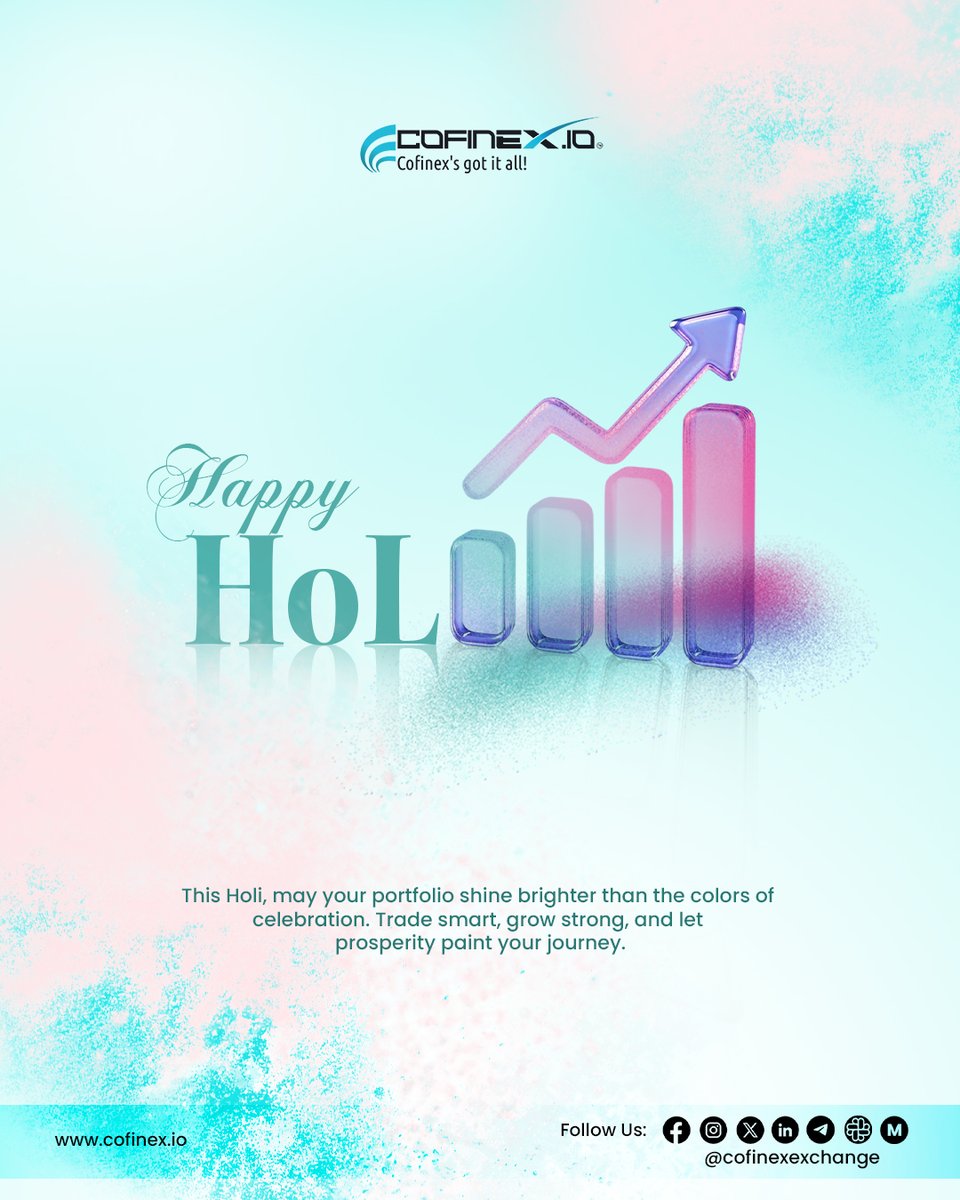 CofinexExchange's tweet image. May your life shine brighter than the colors of Holi. 🎨✨
Wishing you joy, success, and endless new beginnings.
#HappyHoli #FestivalOfColors #CelebrateLife #NewBeginnings
