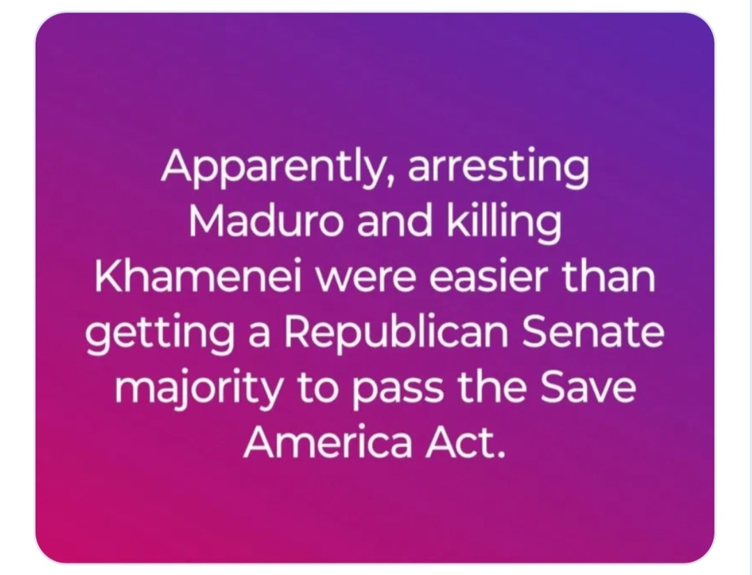 SFG169's tweet image. We are entering day 61 of asking Thune to nuke the filibuster and pass the #SaveAct. 

Who knew it would be this hard to pass a piece of legislation that 80% of all Americans want? 🤷🏻‍♀️