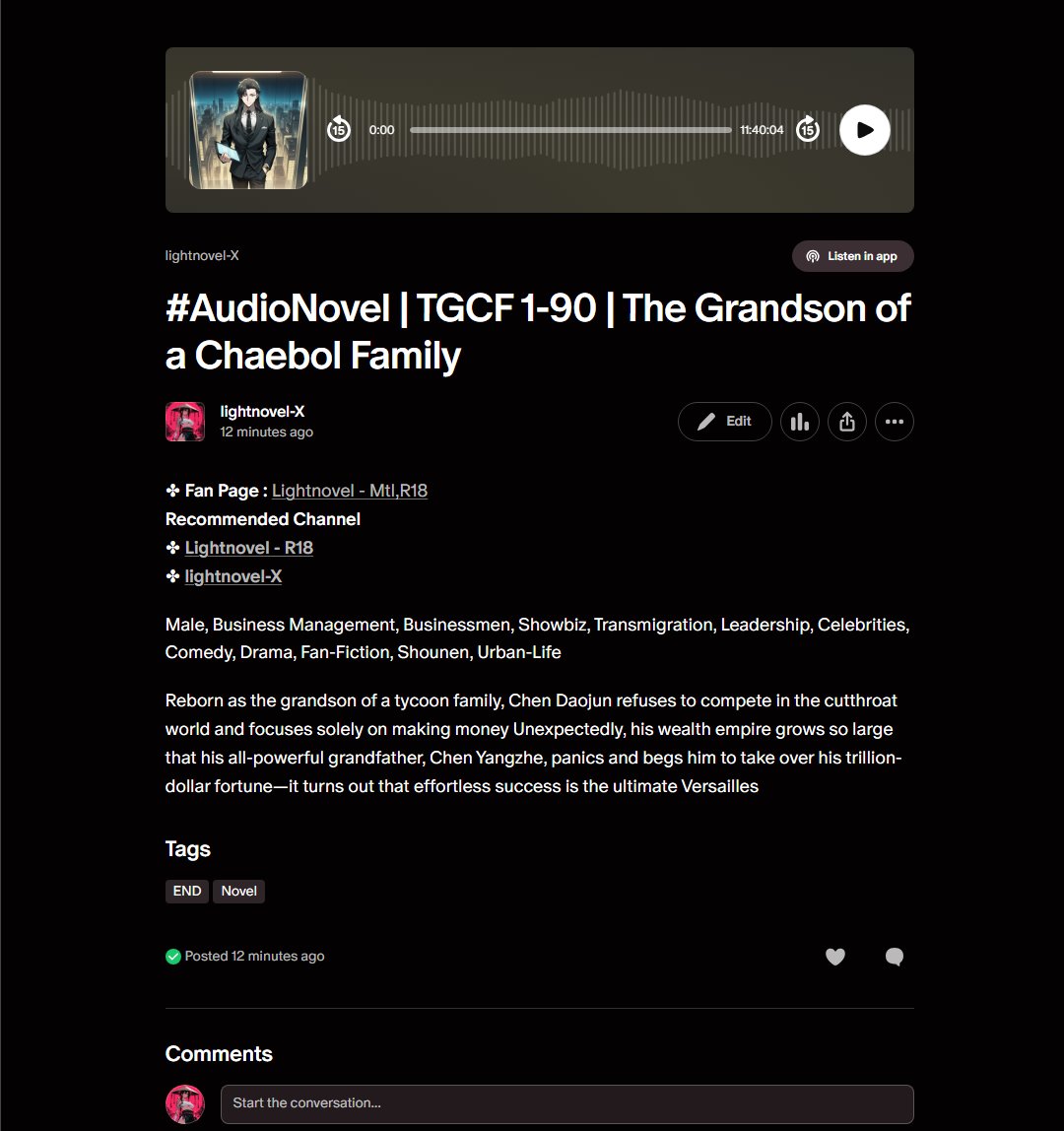 lightnovelmtl's tweet photo. #Novel #Audiobook #AdultNovel #TranslatedNovel #ReadNovel
📷 https://t.co/6YyXBemxLA
43 - TGCF 1-234 END The Grandson of a Chaebol Family
42 - FOOS 1-499 END Football Scouting System
📷 https://t.co/MEnRz6Ulmr
44 - AAWW 1-417 END Another World With AI
43 - BPGC 1-149 https://t.co/PsiHRpCbSW