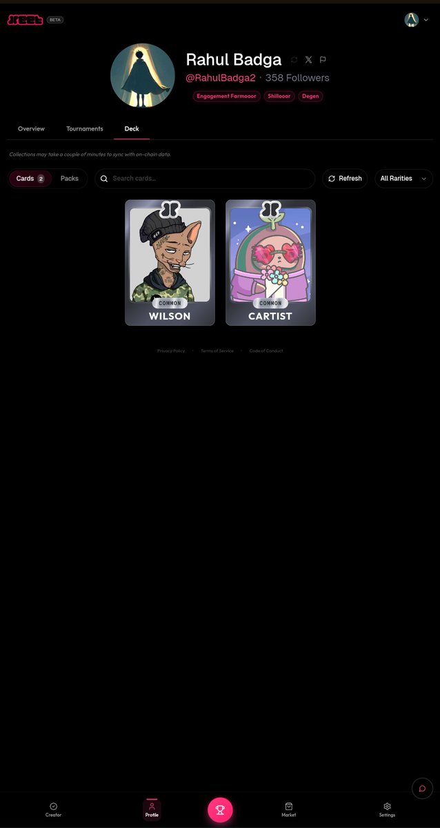 I’ve got 80 Xeets so far, opened 2 common packs, and here’s what I pulled
<a href="/wilson_/">WILSON</a>  and <a href="/cartist00/">CARTIST</a> 
<a href="/xeetdotai/">xeet</a>
