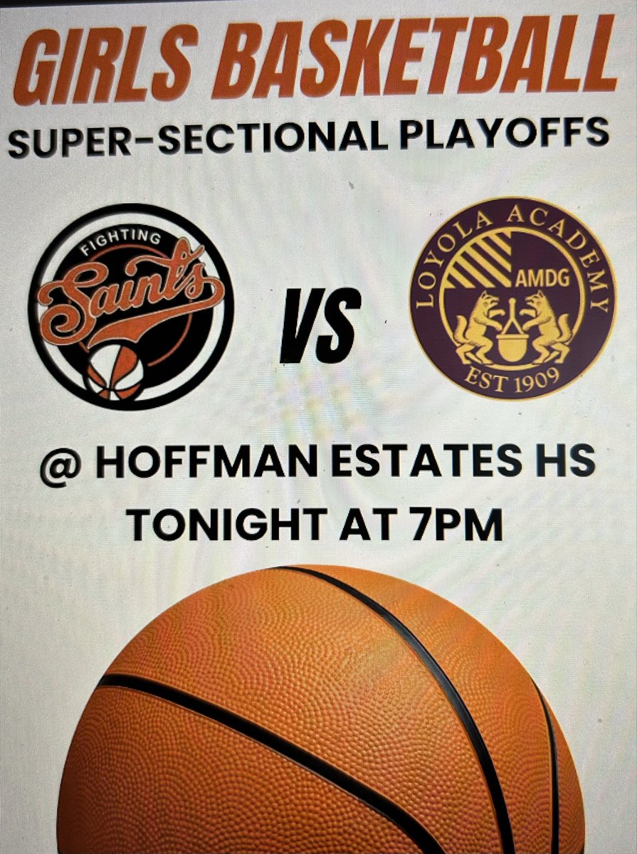 STCEathletics's tweet image. Get out and cheer on our Lady Saints at tonight’s IHSA Super Sectional game v Loyola at 7 pm at Hoffman Estates!  Student fan bus leaves here at 6 pm, see the athletic website or athletic office for information you must have to ride the bus!