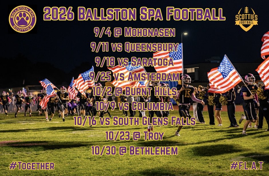 BSpa_Football's tweet photo. Fall is coming! 2026 schedule drop!
#together #FLAT https://t.co/3dKN1ijEhm