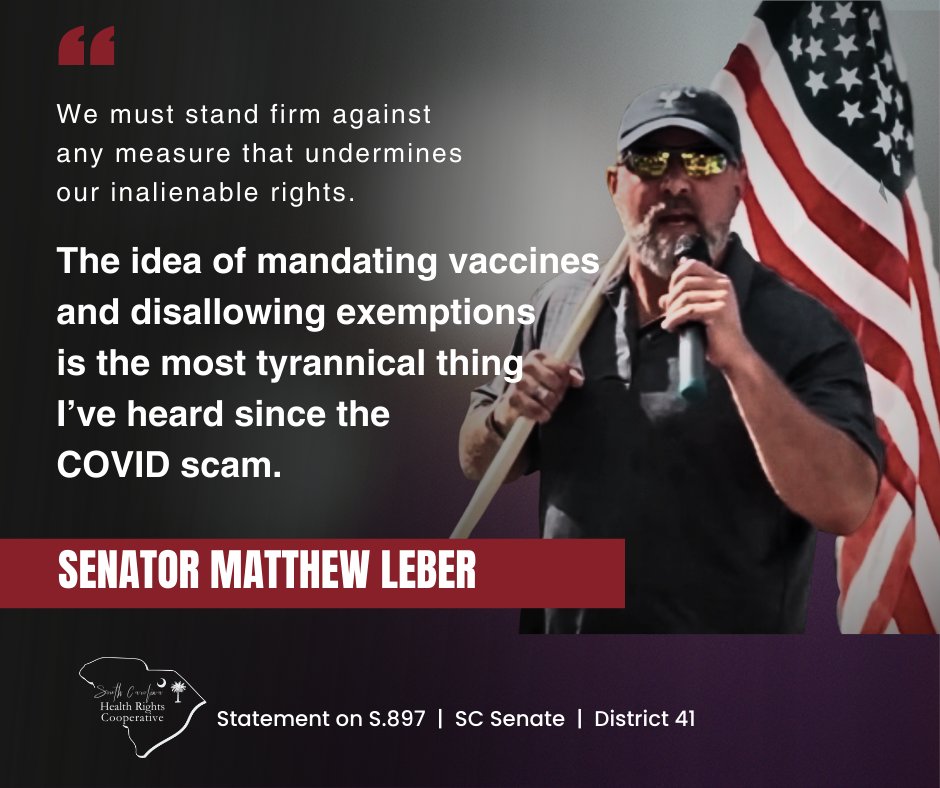 DrAndreaPhD's tweet photo. “I’m on the committee. I will fight so that no vaccine will save this dead man walking bill” -Senator Matt Leber

@voteleber
#WearRedSouthCarolina #WearRedSC #ReligiousFreedom https://t.co/T5maZ6YlOb