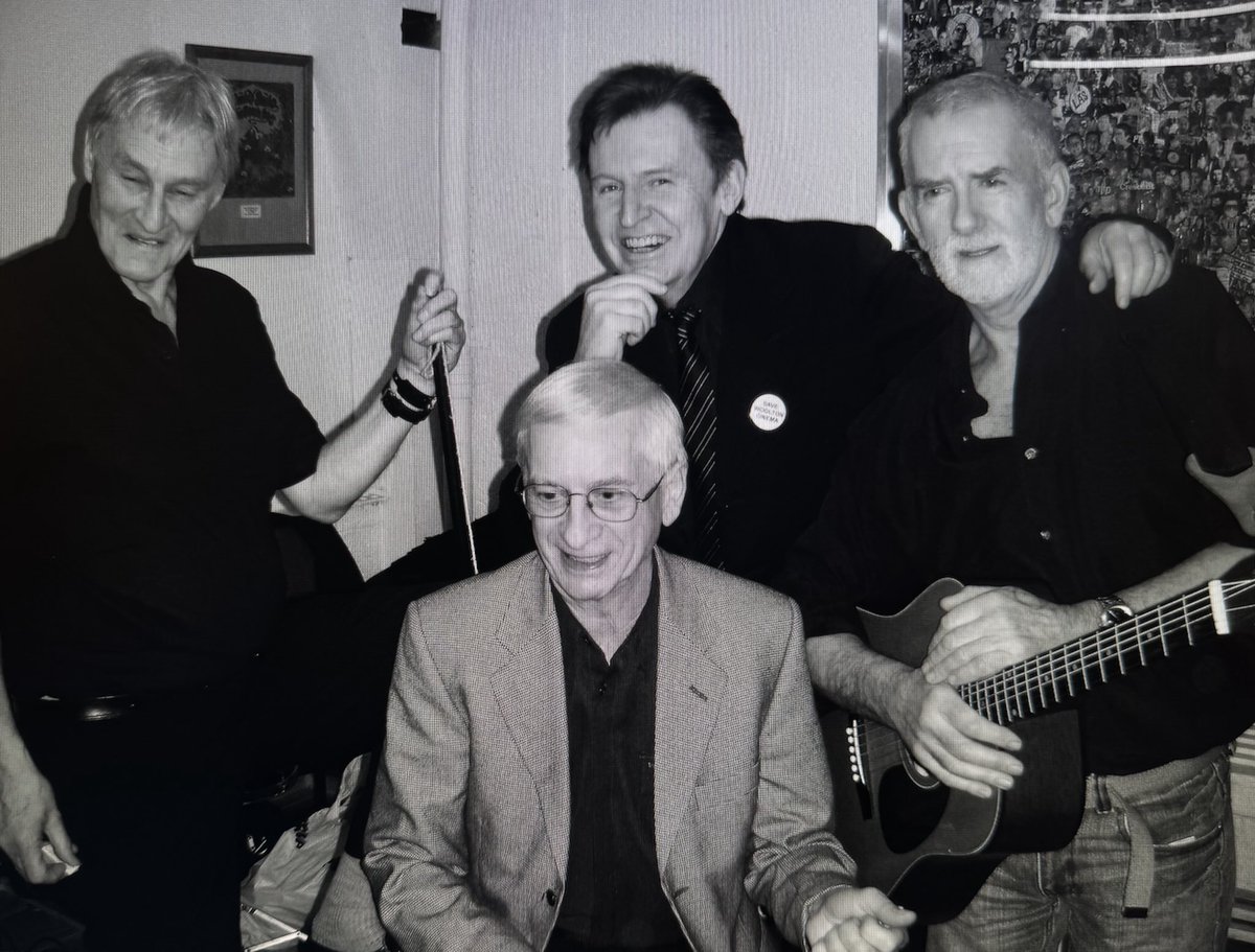 _MikeMcCartney_'s tweet photo. Very sad to hear that #LenGarry has passed away. Seen here(on left)with the #OriginalQuarrymen &amp; me, trying to save #WooltonCinema in Lpool. He had a great, subtle sense of humour which #John(Lennon) luved.   Say Hi to Mum&amp;Dad, George&amp; John…Len❤️ https://t.co/rKuNjJnDQ5