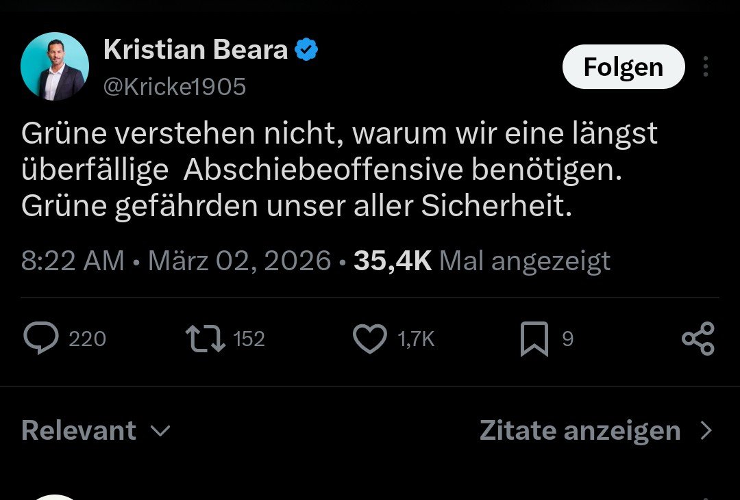 Wir Grüne sind so geil, dass sich die fünfte bis zwölfte Reihe der CDU selbst dann an uns abarbeitet, obwohl wir gar nicht mehr regieren.

Wir wohnen tief in ihren Köpfen. Und das haben die sowas von verdient.