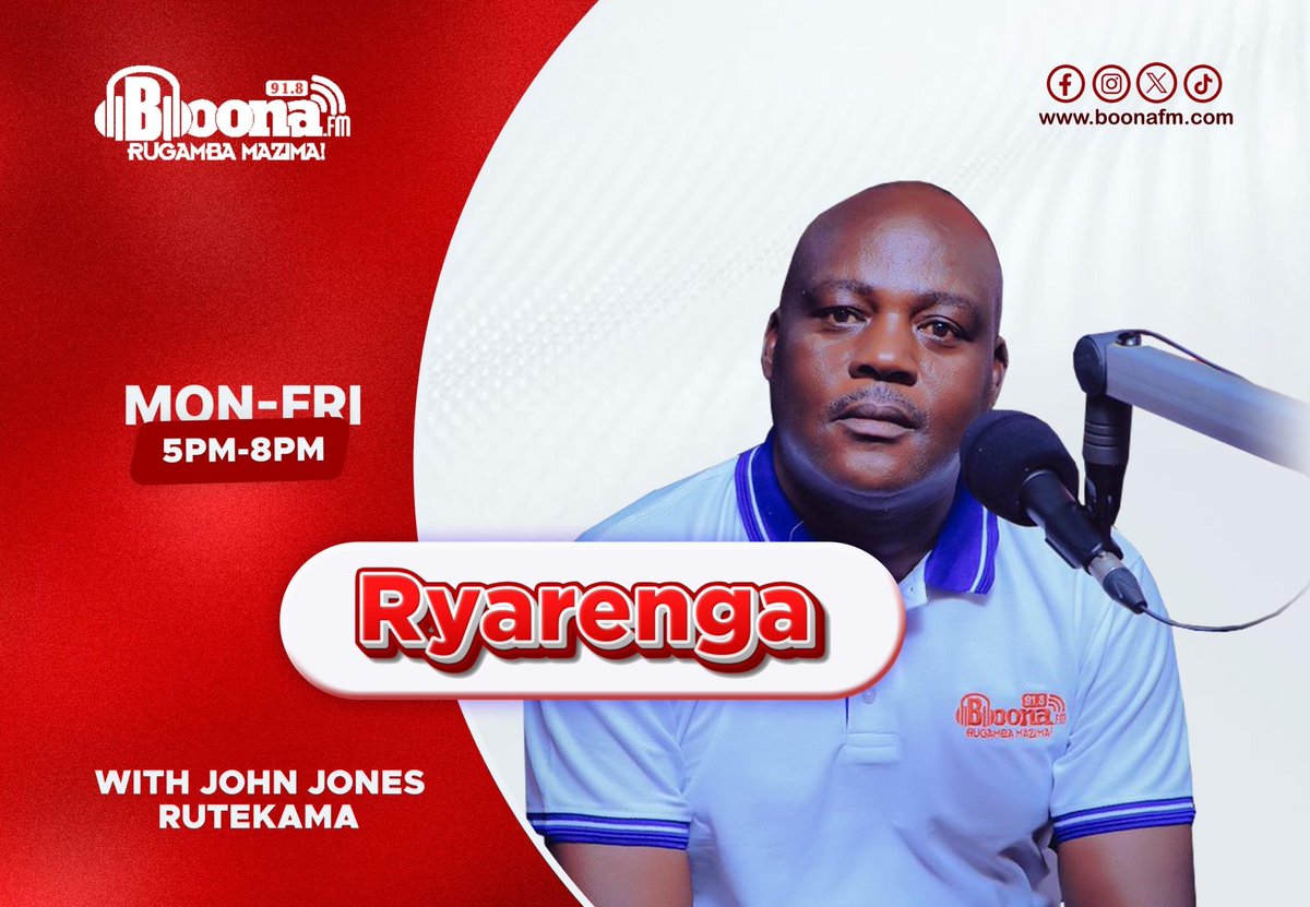 BoonaFm's tweet photo. ON AIR: #RYARENGA 
Join #UncleJohnzRutekaama for an entertaining evening till 9pm!

Where are you listening in from?

📻: 91.8 | https://t.co/1da3jOwvMm https://t.co/mvmEeGtwIL
