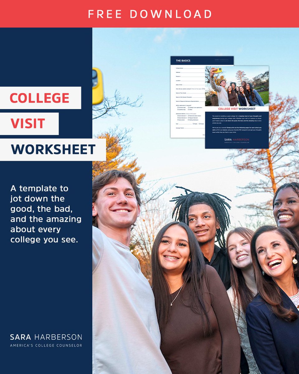saraharberson's tweet photo. It's college visit season and I have the perfect free guide to help you out! https://t.co/rSb7W6qpU1 https://t.co/jpEZ9OOLJh