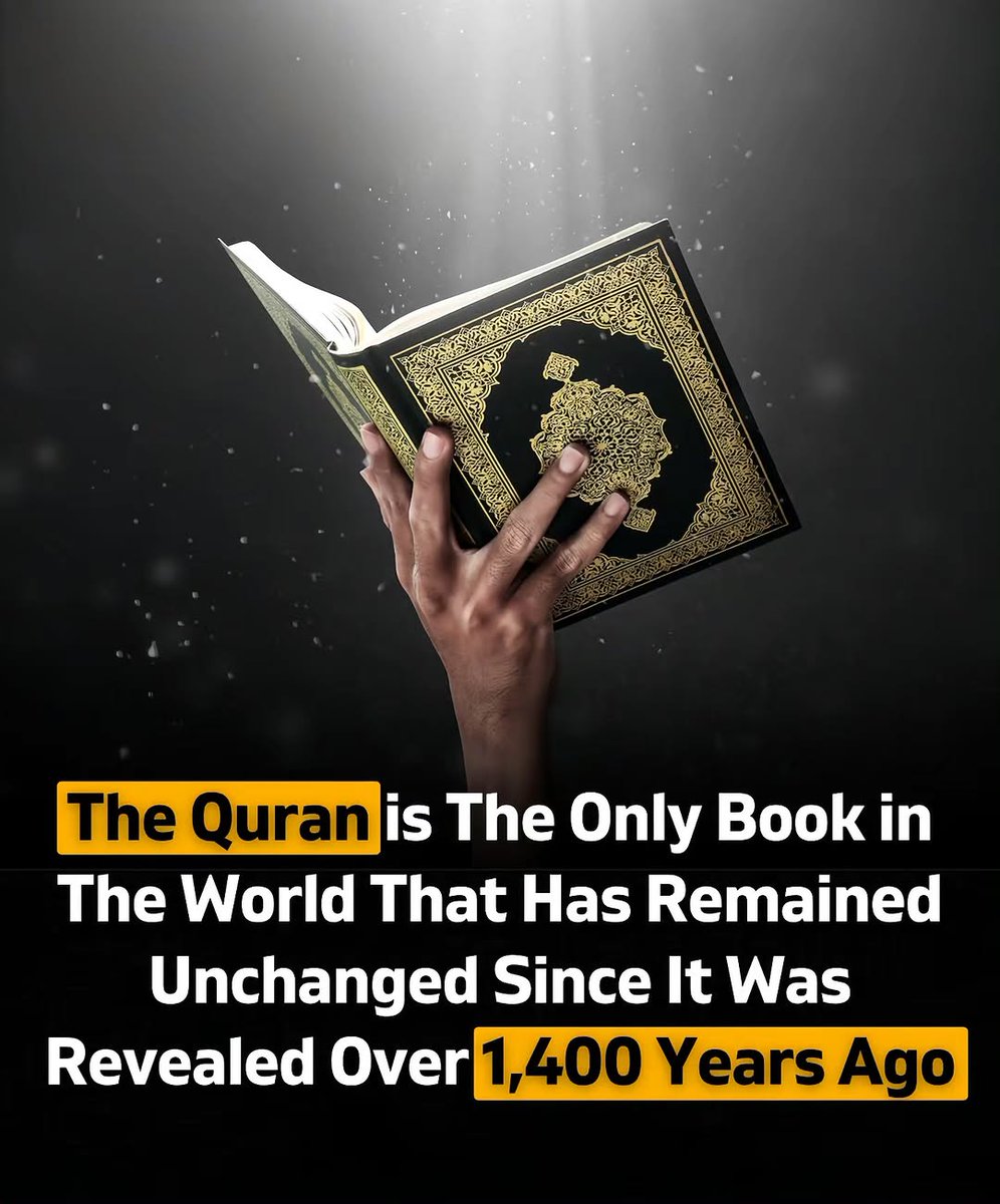 salahudeen33's tweet photo. The Qur'an is the only book in the world that has remained unchanged since it was revealed over 1,400 years ago https://t.co/Bff8ZClntS
