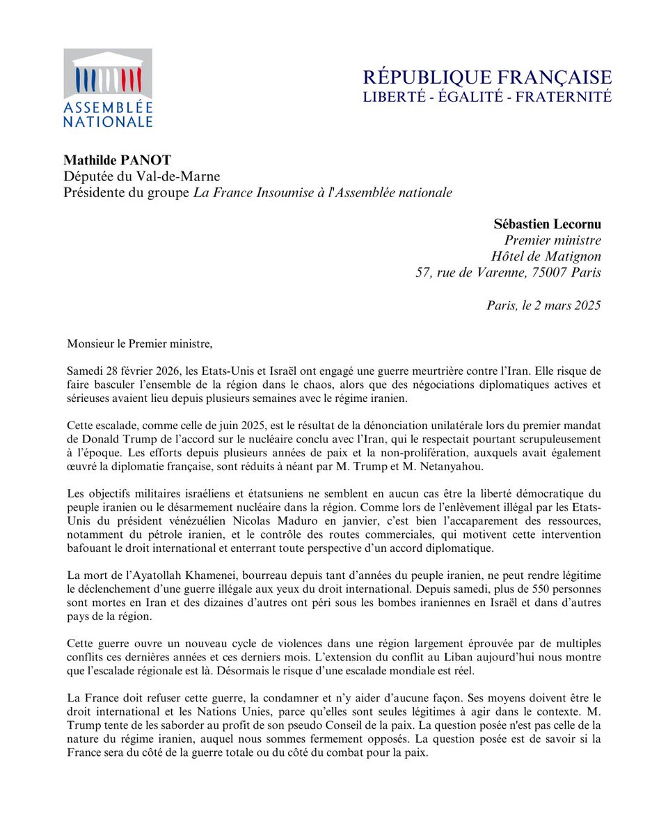 Mathilde Panot tweet media