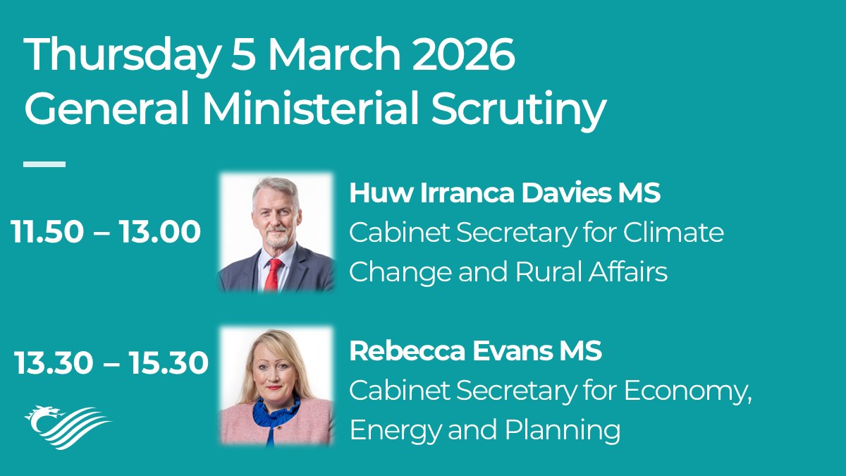 SeneddEconomy's tweet photo. ‼️ Next Committee meeting ‼️
General Ministerial Scrutiny

📆 Thursday 5 March – 11.50-15.30

📺 Watch live on: https://t.co/v0jF8oXHXQ

View the agenda here:
https://t.co/sZD8nVKVYR

@WGEconomy
@EconomyCymru
@WGRural https://t.co/sdVBEqTHpM