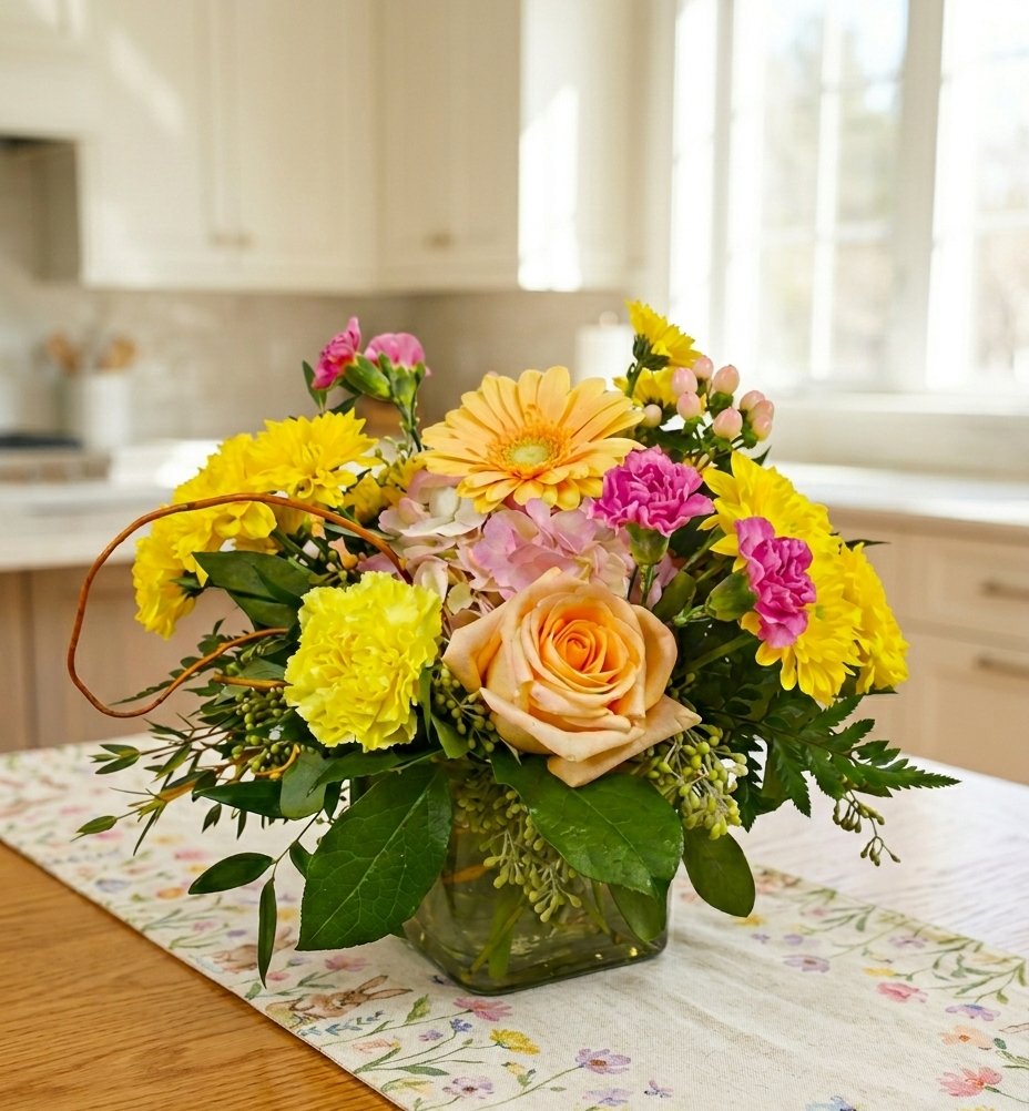 Stevesflowers's tweet image. 🌞🌺Spring Fling, held in a glass cube vase, is a gorgeous mix of fresh hydrangea, roses, carnations, &amp;amp; gerbera daisies. It’s the perfect way to add a touch of joy to any room.🌾🩷🏵️

✨ow.ly/4sKU50Yo2Ey
#FloralDesign #SpringFling #FreshBlooms #ReadyForSpring #StevesFlowers