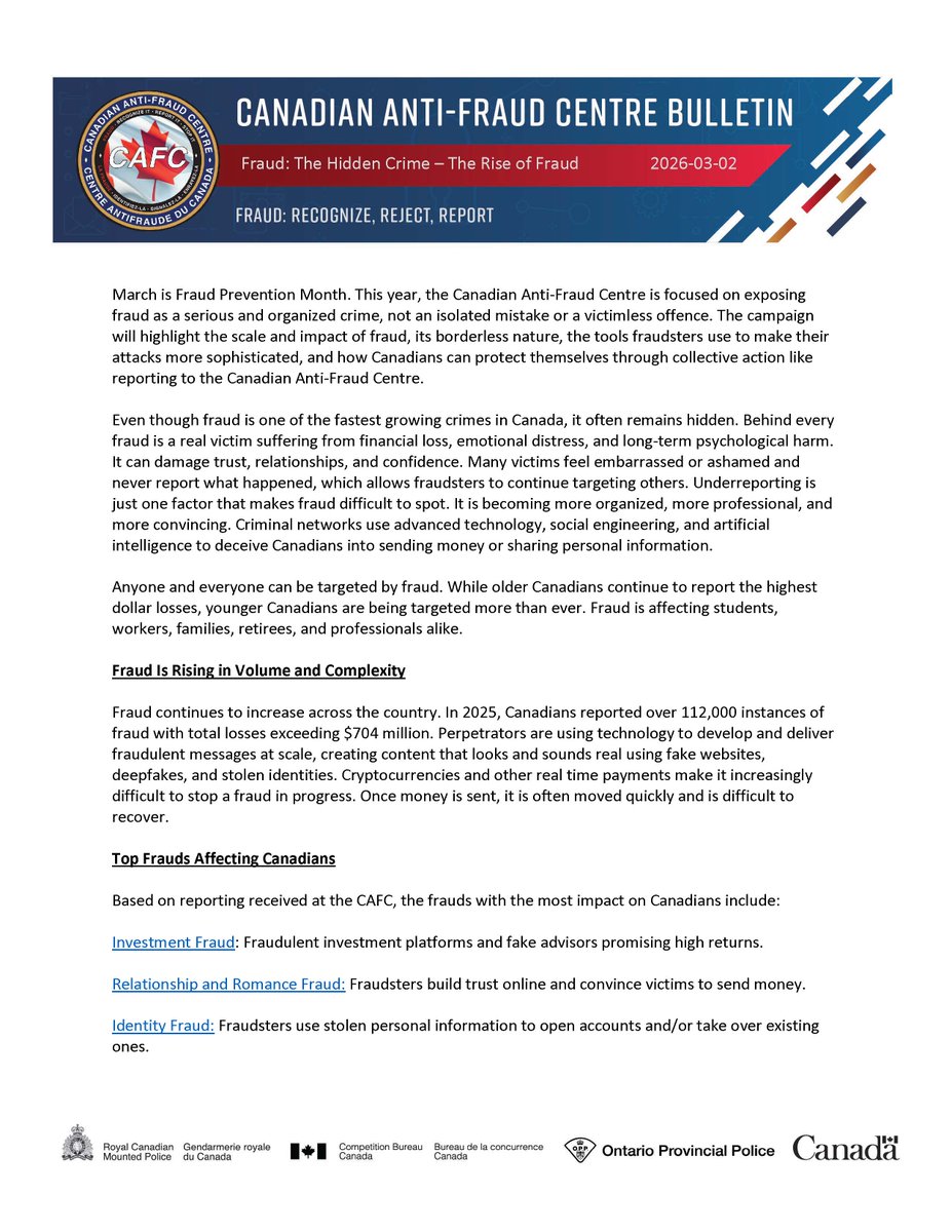 Canadian Anti-Fraud Centre tweet media
