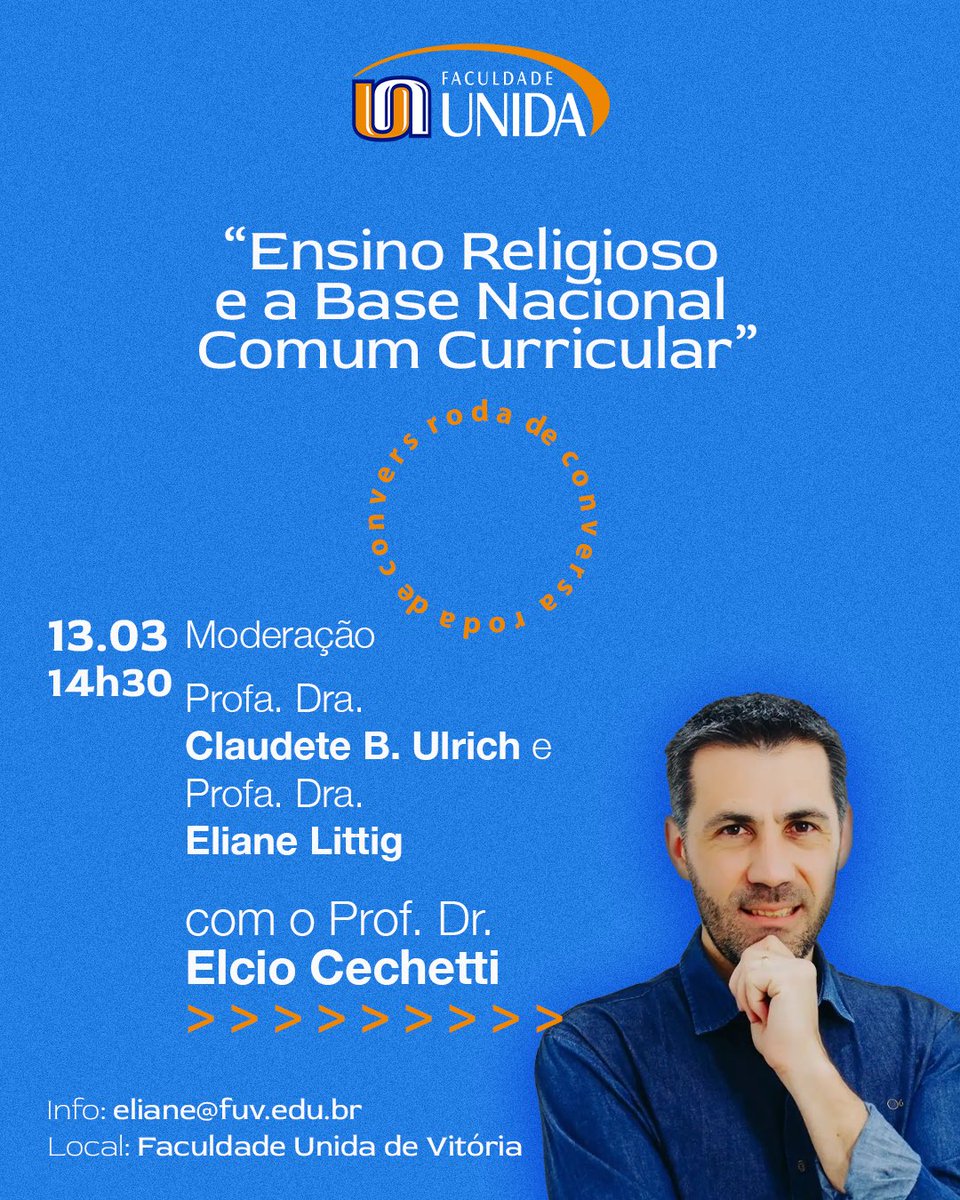 faculdadeunida's tweet photo. ➡️ A programação é aberta ao público interessado, mas a confirmação para participação é OBRIGATÓRIA. Para isso, envie e-mail com seu nome completo para eliane@fuv.edu.br

#EnsinoReligioso #BNCC #FaculdadeUnidaDeVitória #VemSerUnida https://t.co/xCIrmydaYt