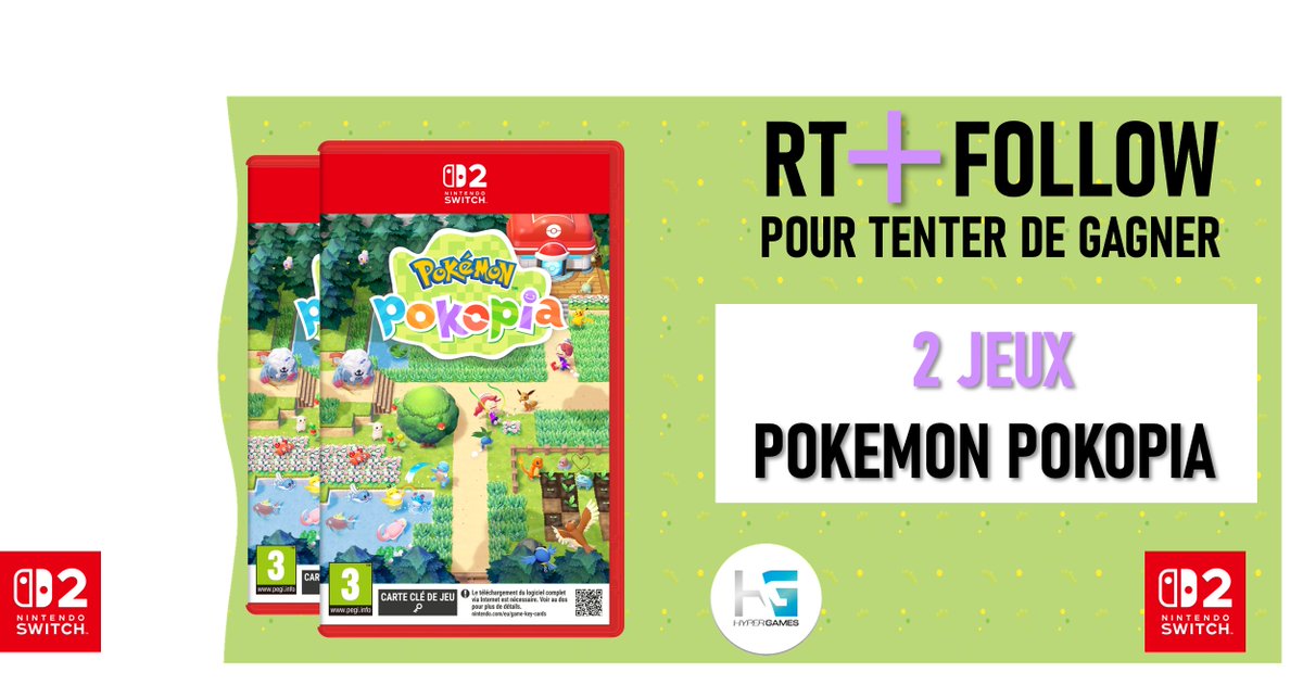 HypergamesA's tweet image. #CONCOURS 

Tentez de remporter le jeu Pokemon Pokopia ! 

➡️RT+Follow @HypergamesA 
➡️Like+Commente avec le #Pokopia

2 Gagnant(e)s
TAS le 12/03

Règlement : hypergames.com/03/2026/concou…