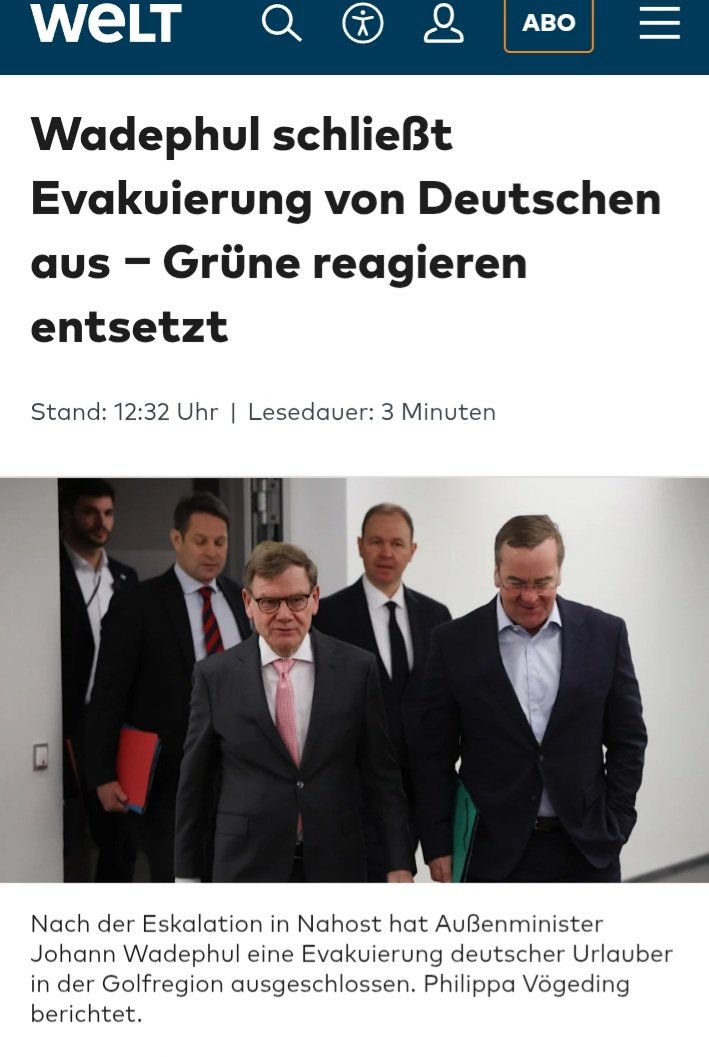 Tschechien, Großbritannien, Österreich, etliche Länder holen ihre Staatsbürger aus der Golfregion raus nur Deutschland nicht, das ist einfach unfassbar die Bürger sind dieser Regierung scheißegal.