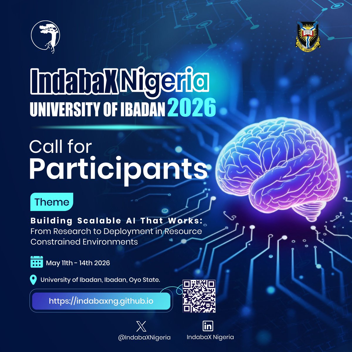 IndabaXNigeria's tweet photo. Africa’s AI community is growing and there’s a seat waiting for you.

Whether you are just beginning, exploring research, or ready to meet peers &amp; mentors, this form is your first step.

Apply for IndabaX 2026 with IndabaX Nigeria

https://t.co/dwxkQKmTFL https://t.co/d4MzKiJ5oF