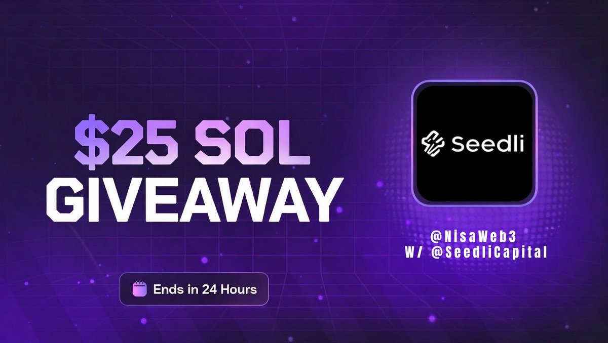 — 𝗚𝗜𝗩𝗘𝗔𝗪𝗔𝗬 🔮✨

▪️ We’re 𝗴𝗶𝘃𝗶𝗻𝗴 𝗮𝘄𝗮𝘆 $25 in $SOL to 1 winner! 

1️⃣ RT and Like
2️⃣ Follow me and <a href="/SeedliCapital/">Seedli Capital</a> 

Ends in 24 Hours ⏱️ AD - Sponsored