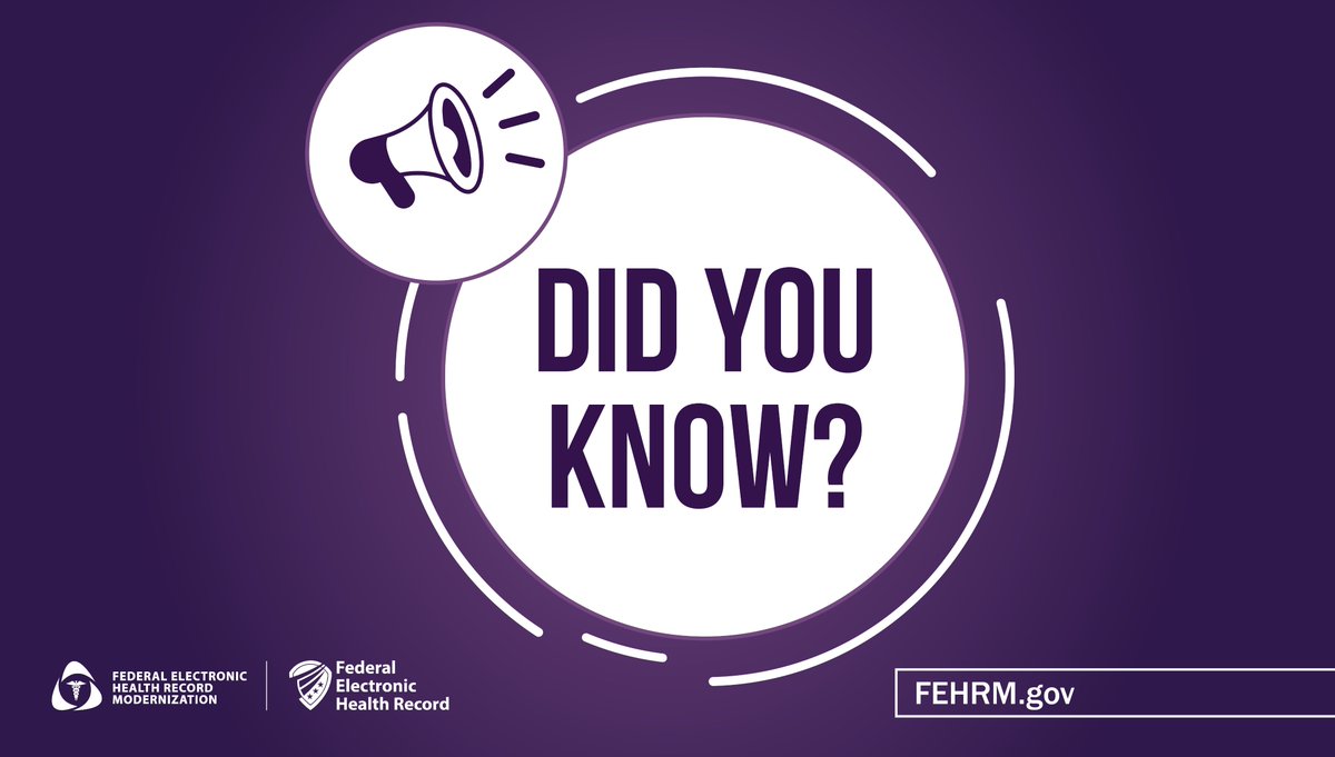 #DYK – The #FEHRM works with the <a href="/DeptofWar/">Department of War 🇺🇸</a> and <a href="/DeptVetAffairs/">Veterans Affairs</a> so Service members’ and Veterans' records follow them across care settings, reducing duplicate tests and delays. Learn more about the #FederalEHR at fehrm.gov