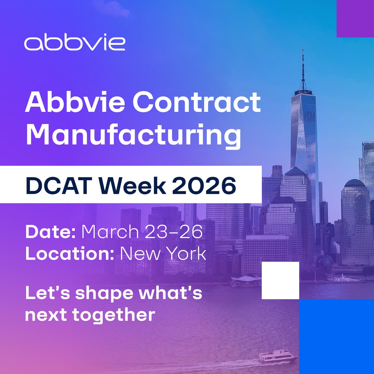 There's just one month to go until DCAT Week 2026!

From March 23–26, industry leaders will gather in New York to align on what comes next for pharma and biotech.

If you’re planning your DCAT schedule, let’s set aside time to talk: hubs.li/Q0457vDH0

#DCATWeek #CDMO