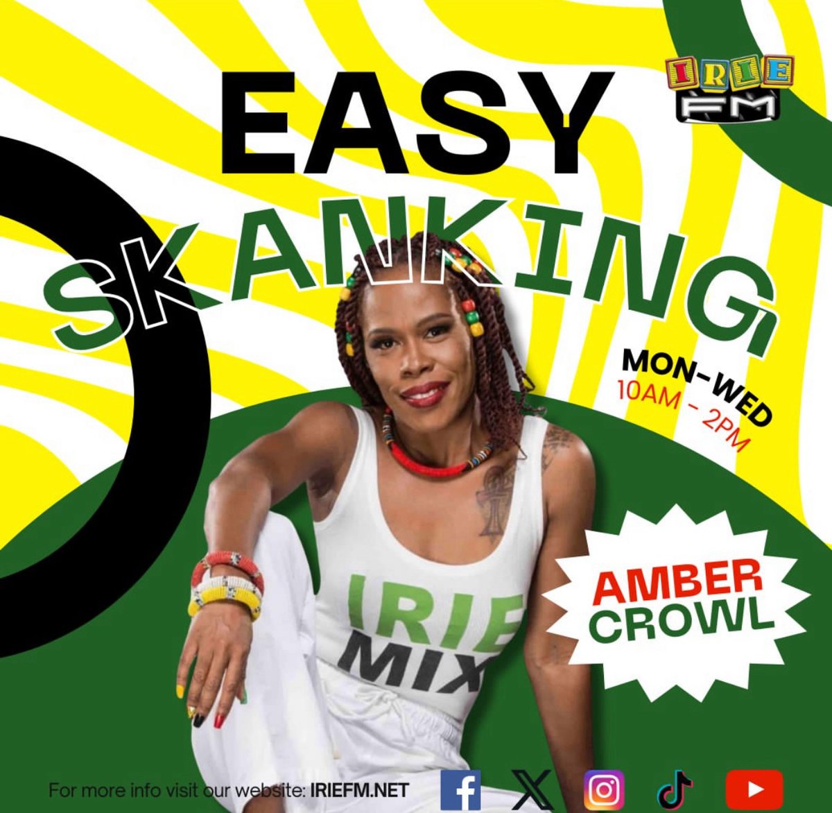 IRIE_FM's tweet photo. Tune in to #IRIEFM right now for #TheEasySkanking, where #DJAmber is taking control of the airwaves on the 107s! Get ready for a smooth blend of laid-back tunes that will elevate your mood and set the perfect vibe. @amberjoyfromjamaica https://t.co/gF2M3Fx7uZ