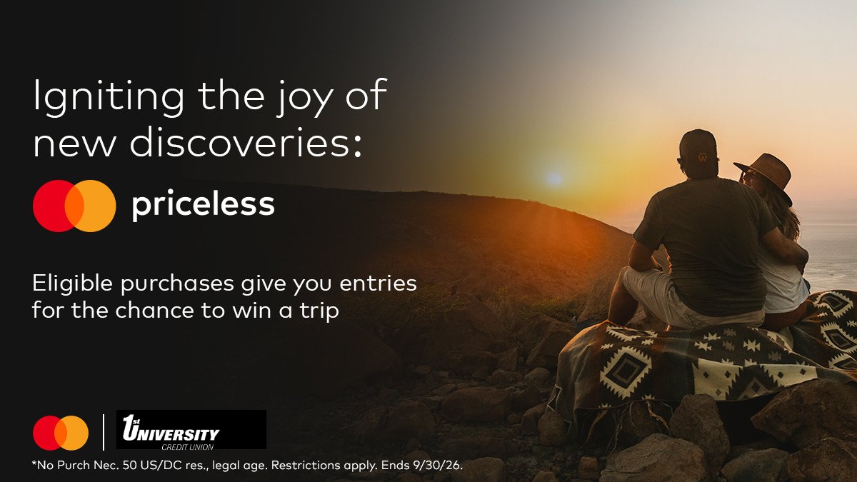 1UniversityCU's tweet photo. Relax in Tulum, or explore Lisbon, or seek thrills in Banff. Grand Prize winners will choose from 1 of 12 destinations. No Purch Nec. 50 US/DC res., legal age. Restrictions apply. Ends 9/30/26. Rules: https://t.co/P0CHX3urDl https://t.co/QCMBILZKx1