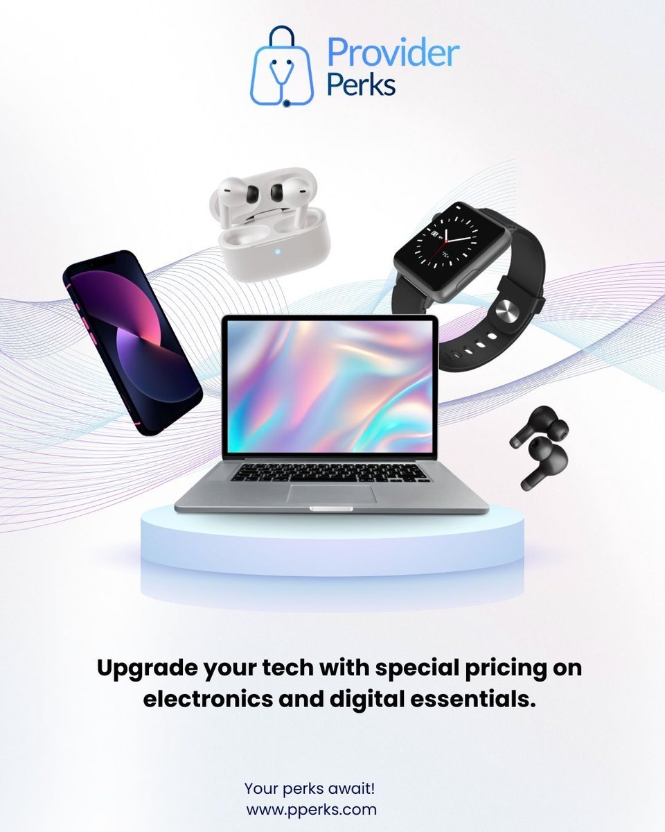 ProviderPerks's tweet photo. Level up your tech game. 💻🎧 

From the latest laptops to noise-canceling earbuds for those much-needed breaks, get special pricing on all your digital essentials.

Upgrade smarter—become a member today.
https://t.co/5sRku88GY5

#TechDeals #Apple #DigitalEssentials https://t.co/zNJI6qR5k3