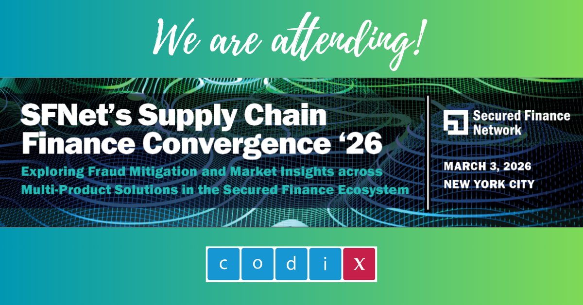 ABL, Factoring &amp; SCF are converging - opening opportunities beyond product silos. CODIX will be at SFNet’s SCF Convergence to discuss risk, structure &amp; technology shaping secured finance - and how iMX supports multiple products in one system, with real-time control. NYC, March 3