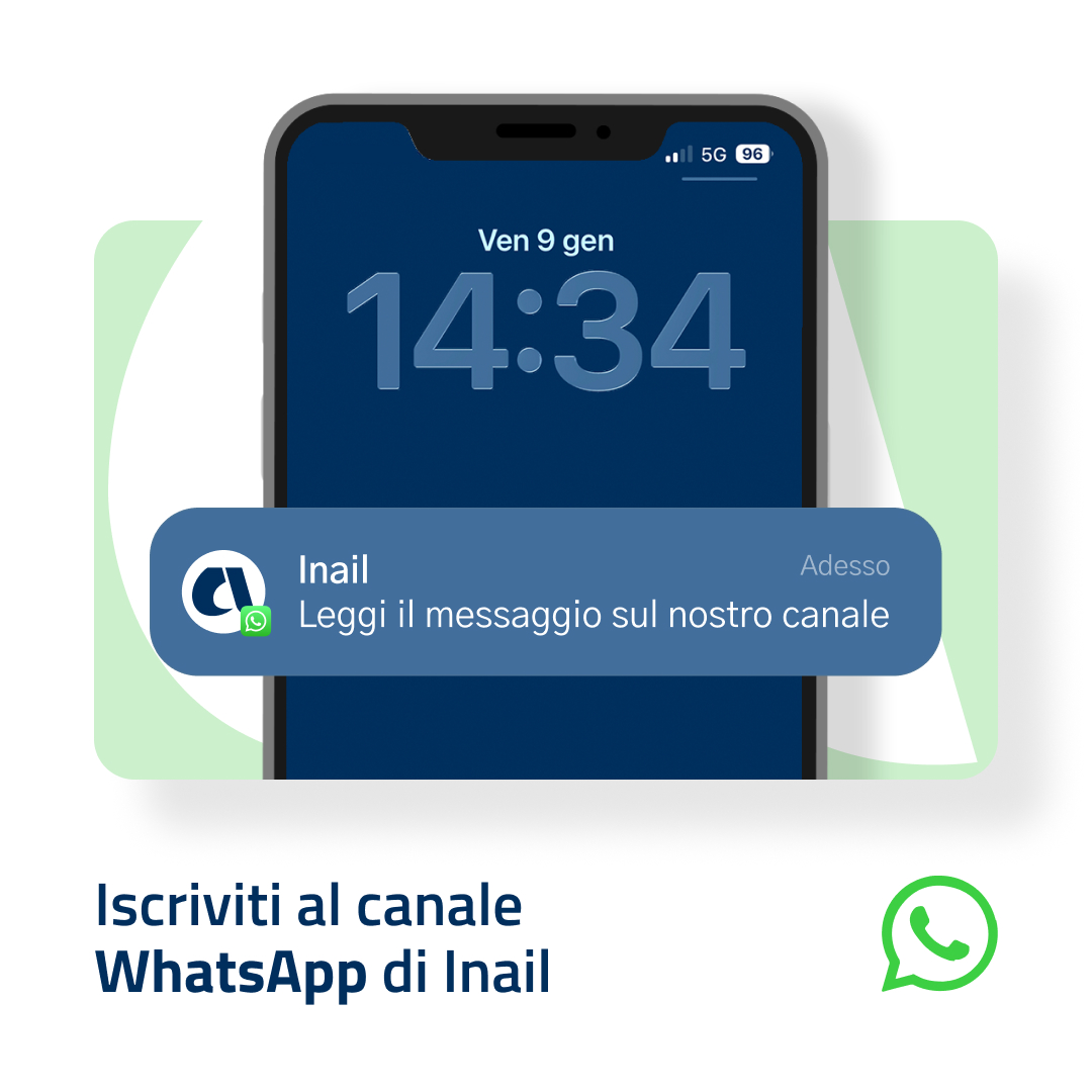 Inail è anche su WhatsApp.

Iscriviti al nostro canale per restare sempre aggiornato sulle novità e sui più importanti temi della sicurezza sul lavoro.

👉 Clicca qui: whatsapp.com/channel/0029Va…