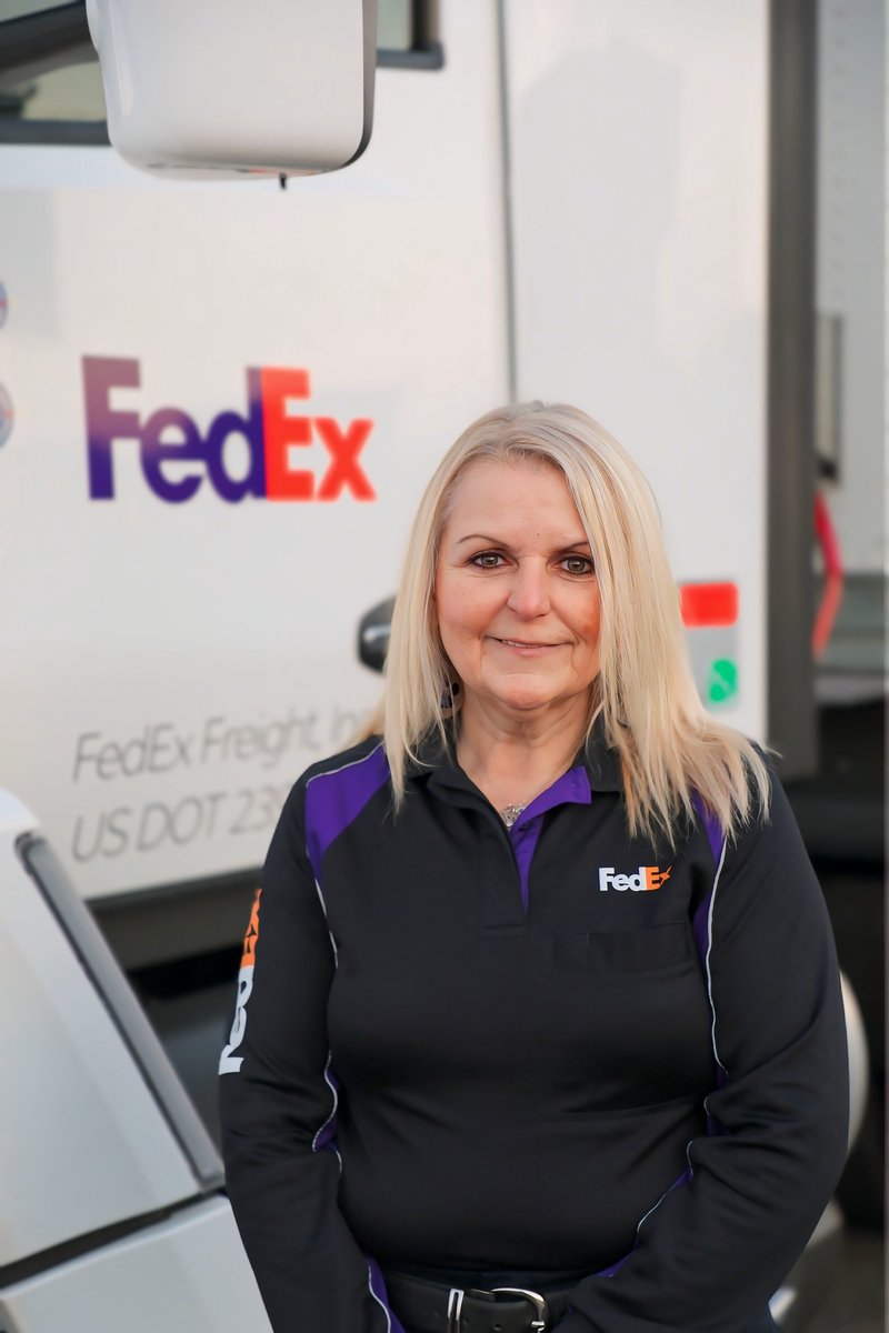 WomenInTrucking's tweet photo. Meet Paula Harper, a @FedEx driver, @tntrucking Road Team Ambassador, and 3rd-place winner in the 4-Axle Competition at the 2025 Tennessee Truck Driving Championships. 👋🚛

Her advice to women considering #trucking? “Go for it.”

👉Check out #HERstory: https://t.co/cLblawXuj1 https://t.co/yDajoL57MA