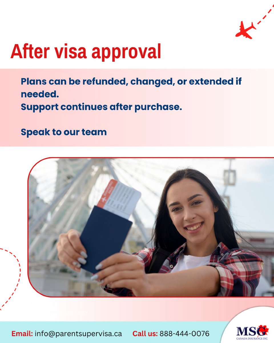 parentsupervisa's tweet image. Plans can be refunded, changed, or extended if your needs change. 💬

Reach out today to get assistance and make sure your family’s insurance works for you.

#supervisainsurance #parentsupervisa #canadainsurance #travelinsurancecanada #parentsincanada #canadavisa