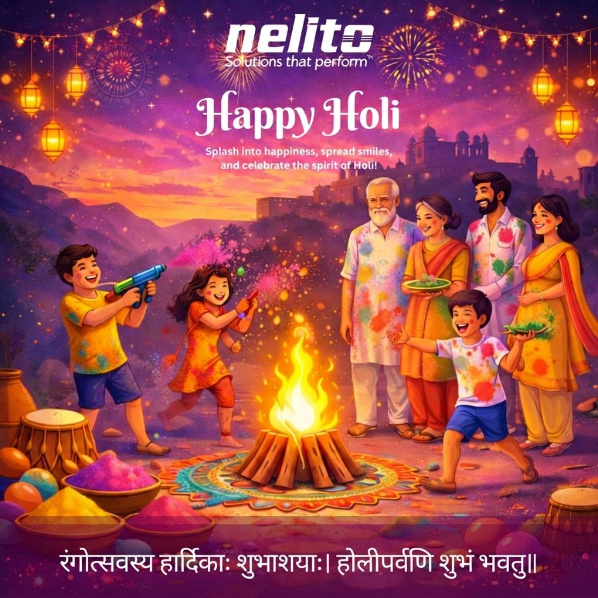 nelitosystem's tweet photo. From the warmth of the bonfire to the joy of shared colors, Holi celebrates togetherness and new beginnings. At @nelitosystem, we cherish the traditions that unite us and the technology that drives us. Wishing you a vibrant and Happy Holi! 
#HappyHoli2026 #CultureAtNelito https://t.co/74jXdK0k1I