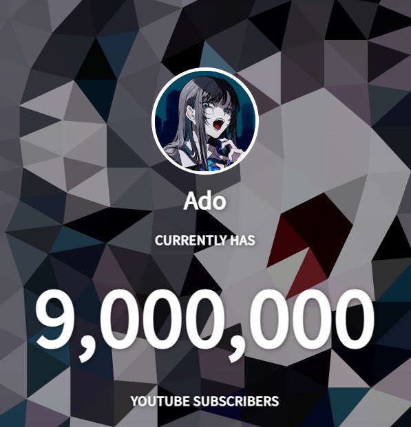 AdoTWFC's tweet photo. 祝・YouTube登録者900万人！
Adoさん、おめでとうございます！！🎊
#Ado #AdoTWFC #AdoYouTube https://t.co/tLlkkxBamw