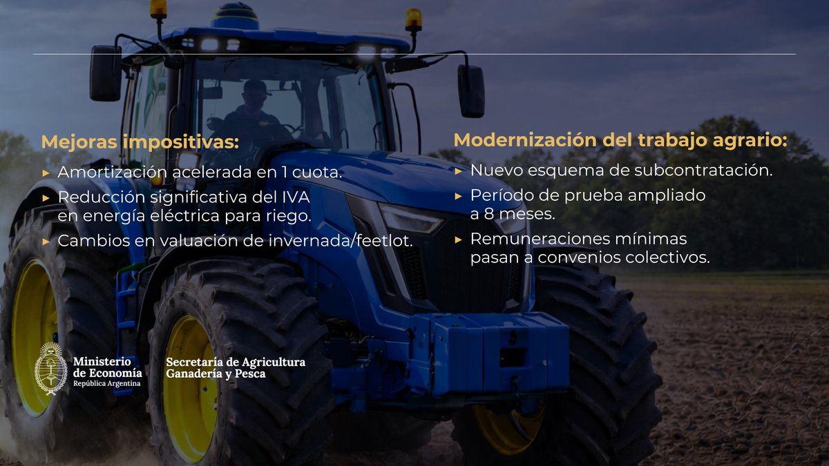 Con la reciente sanción de la ley de modernización laboral se impulsó el RIMI, una herramienta clave para incentivar la inversión y la producción, llevando certeza y reglas claras para las PYMES de la agroindustria.

Más info 👇
argentina.gob.ar/noticias/el-ri…