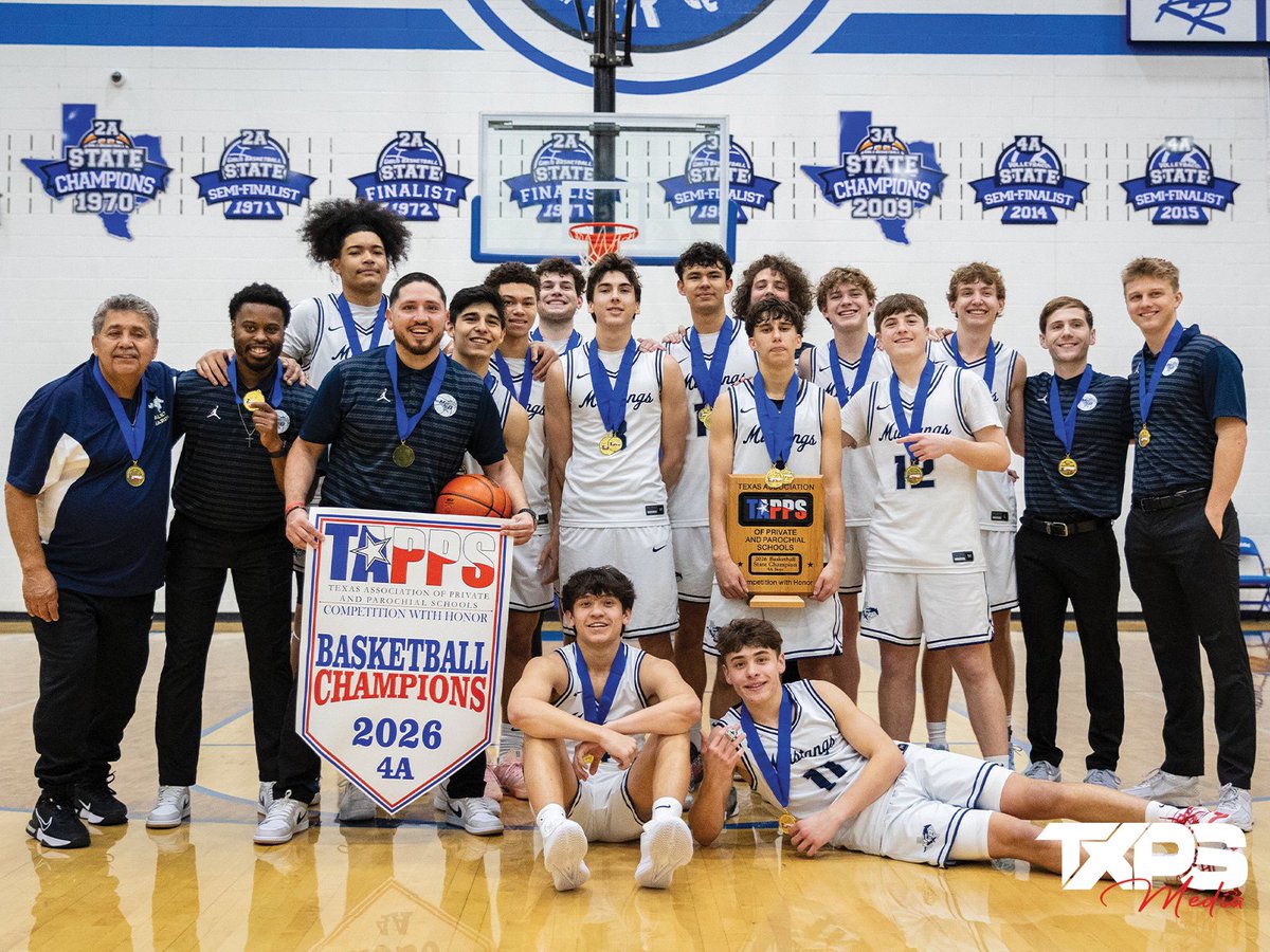 TXPSMedia's tweet photo. Another championship weekend has concluded down in Waco at the 2026 TAPPS Boys Basketball State Championships 🏆

6A: Parish Episcopal School Panthers
5A: Second Baptist School Eagles
4A: McKinney Christian Academy Mustangs

@TXPSbasketball | #txhsbb | https://t.co/F95AYt5LSq https://t.co/MiOxFwsjLf