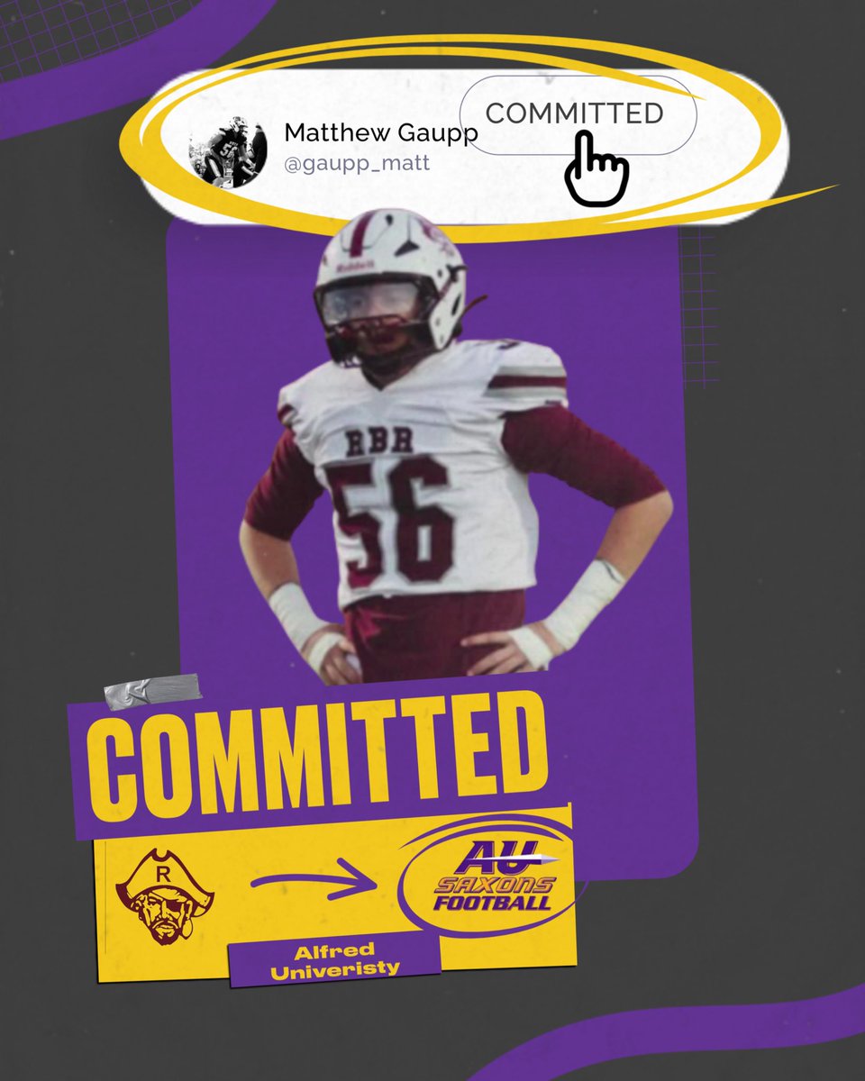 AUSaxonFootball's tweet image. As a program we are fired up to announce our newest addition to the 2026 class!

Matthew Gaupp — Defensive End — is bringing power,and relentless pressure to Saxon football.

Welcome to the family Matthew. 💜💛

#SaxonFootball #RollSaxons #DefensiveEdge #Committed