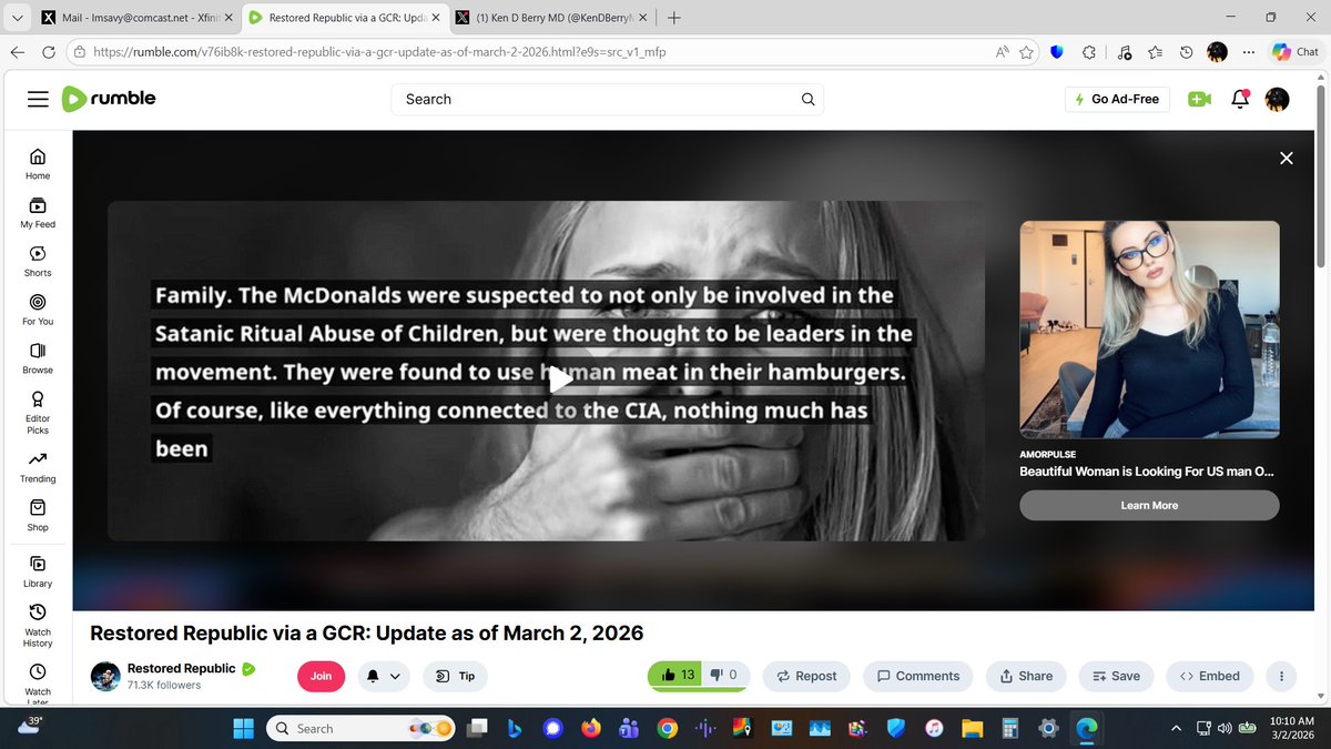 Lmsavy60's tweet photo. @KenDBerryMD   Confirmed on March 2nd on Restored Republic update on https://t.co/UuQUKcP2Kj that McDonald's has human flesh in their hamburgers. Carnivore BEWARE. https://t.co/PT7d160ZlQ