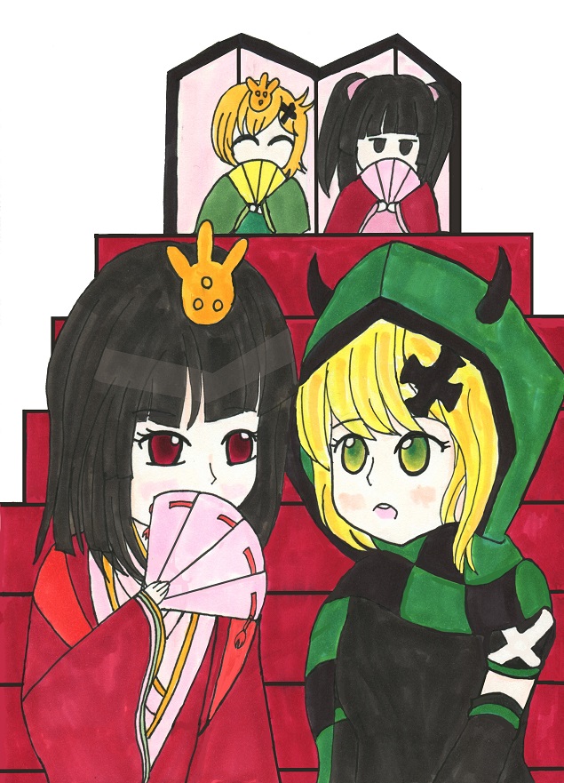 #ひな祭り2026 #シンフォギア 過去絵ではありますが、きりしらのひな祭りです。 お雛様も勿論、女雛と女雛(きりしら)です!