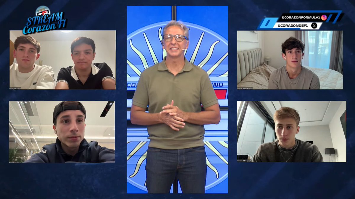 Corazondef1's tweet image. ¡EL QUINTENTO YA EN #CF1STREAMING !

📲Santino Panetta, Renzo Barbuy, Fausto Arnaudo, Gino Trappa y Giani Giovanelli.