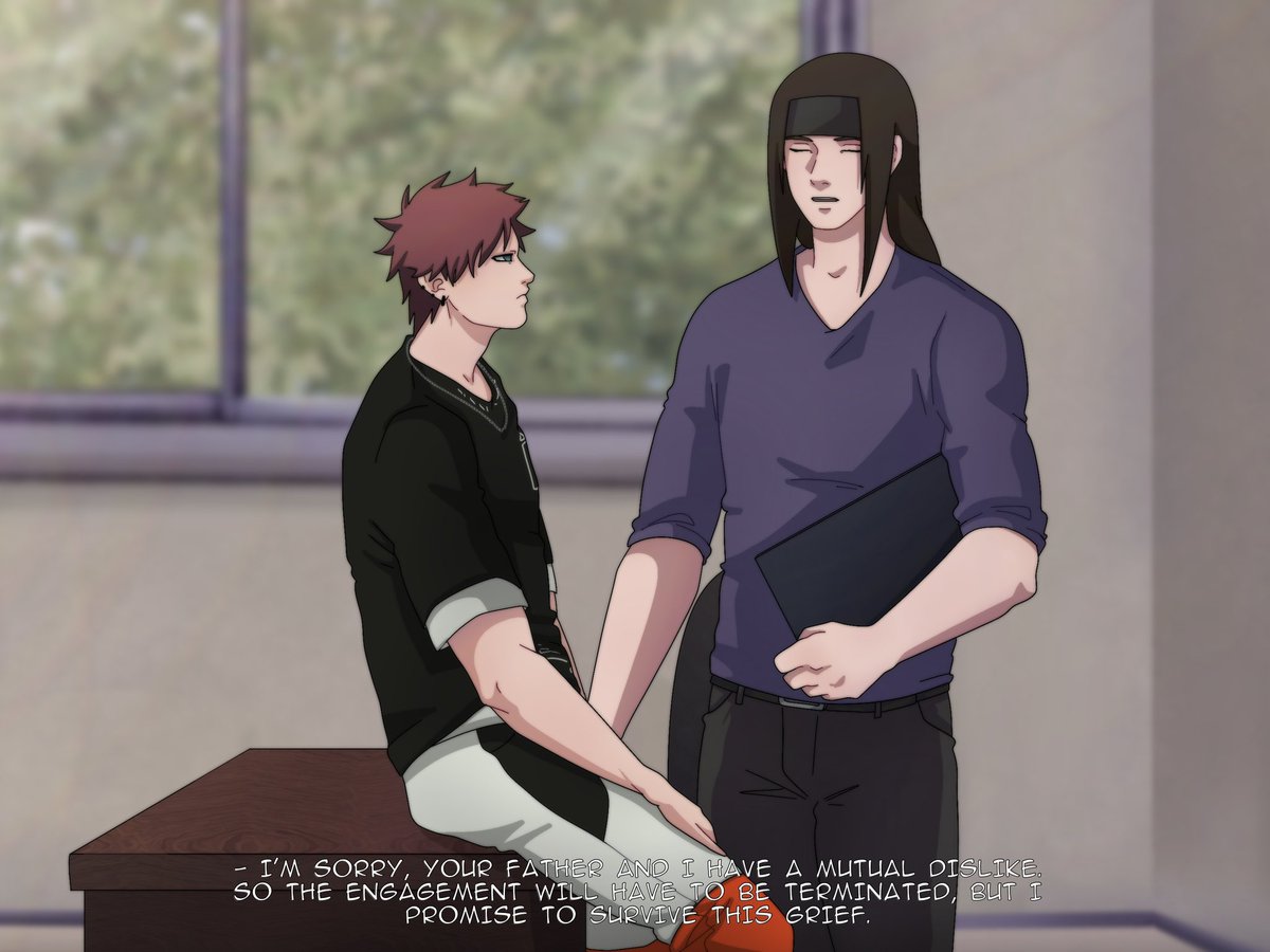 Fuu will tell Gaara the next day how the opening went, how pretentious dad was here, and that Neji even shook hands with him. She will note that he behaved with dignity.

Well, how can you not flirt after that?😁

#gaara #neji #fanart #au #naruto