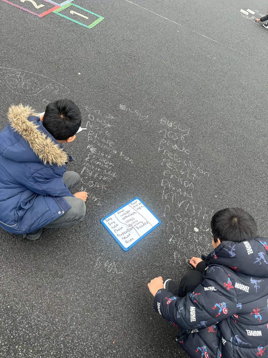 stpatrickspri's tweet image. Primary 4 loved writing their spelling words in chalk outside. They peer assessed and practiced saying their words aloud. #outdoorlearning #spelling #phonics