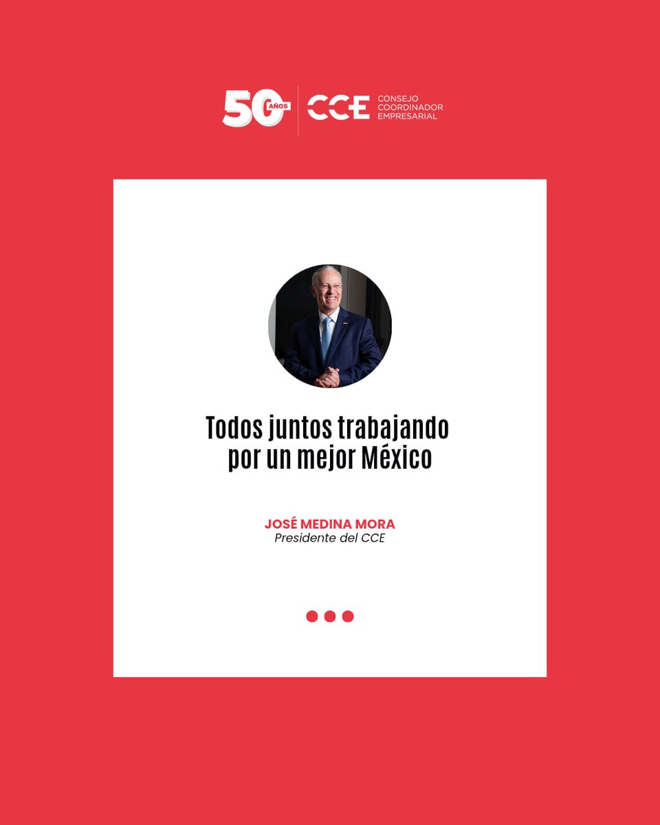 Desde el #CCE trabajamos todos los días por la unidad del sector empresarial y el desarrollo del país.
Cuando sumamos esfuerzos, México avanza.
