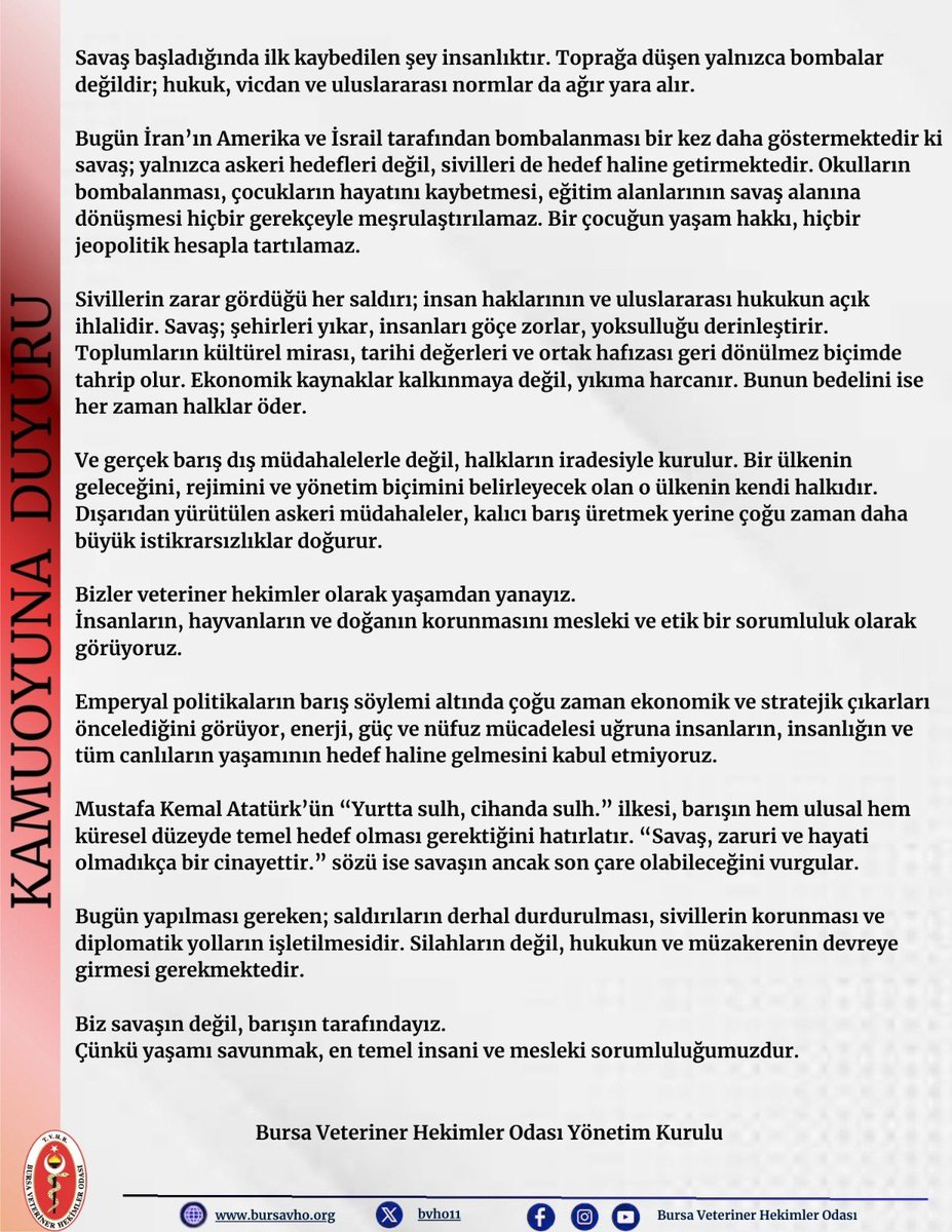 Bursa Veteriner Hekimler Odası tweet media