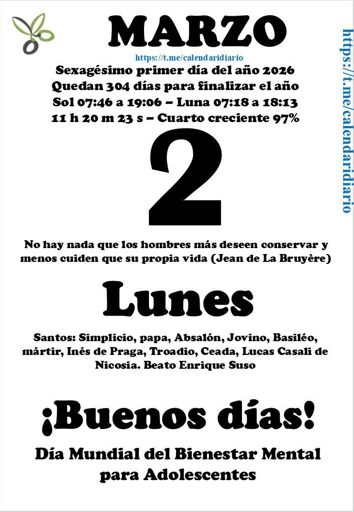 #HoyPorHoy #02DeMarzo 
#BuenLunes para todos...
🧔🏻‍♂️🙌🏻💙🙏🏻🙏🏻🙏🏻🧭🌎🌍🌏🏳🕊 ...
