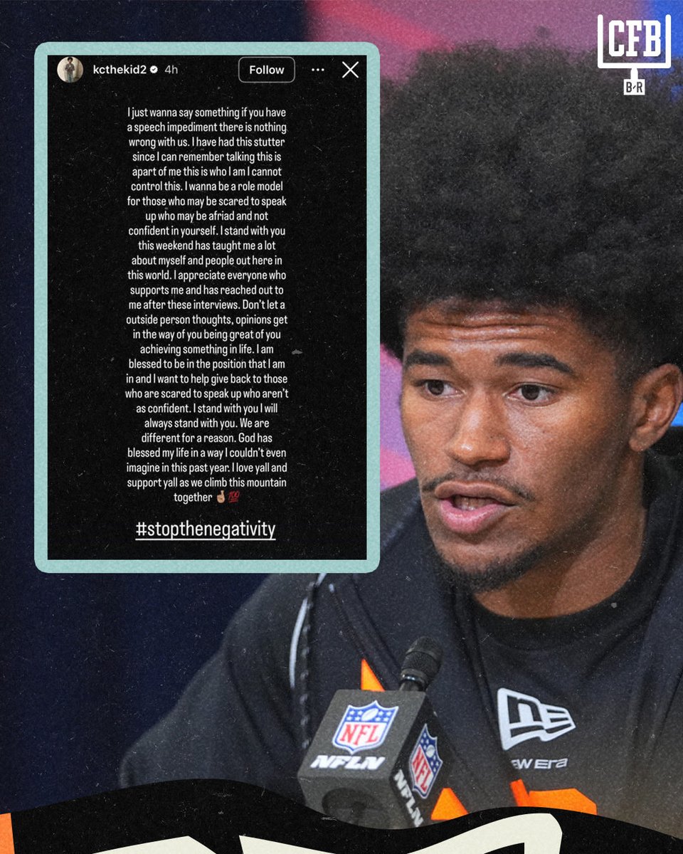 KC Concepcion opened up on Instagram about his speech impediment following negativity at the NFL combine

Finding a way to use his platform to bring awareness 👏

(via kcthekid2/IG)