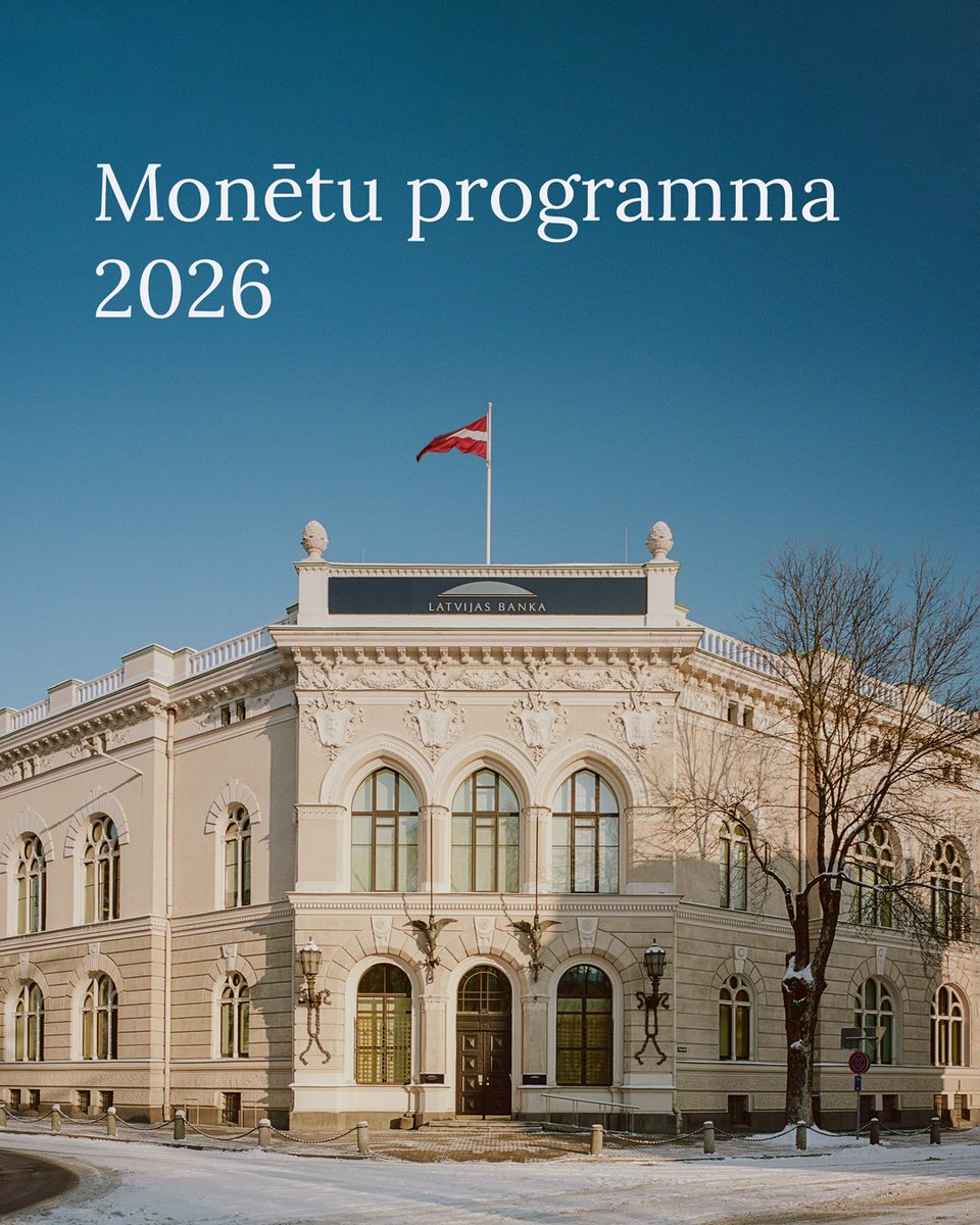 LatvijasBanka's tweet photo. Publicēta 2026. gada monētu programma: šogad plānots izlaist 5 kolekcijas monētas, vienu 2 eiro piemiņas monētu un vienu apgrozības monētu komplektu.

🔗 Plašāk: https://t.co/unJ18DFk83 https://t.co/0yCRDa4OUX