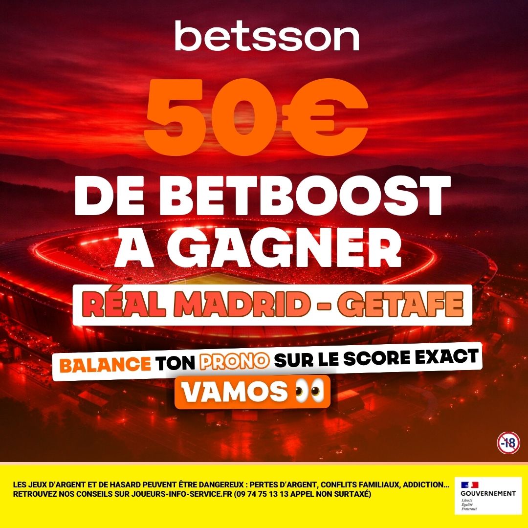 BetssonFR's tweet photo. 🎯 JEU CONCOURS

1 BETBOOST de 50€ pour toi 🔥

Pronostique le score exact et like ce post pour participer ⚽️

À toi de jouer. 👀 https://t.co/O0GU0brEsu