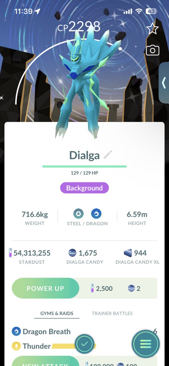 Tf2__Soldier's tweet photo. Got 2 more after my go tour event ended and finally got my first legendary shiny background but no move 👎 #ShinyPokemon #PokemonGO https://t.co/TLimVBdmwu