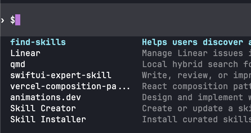 #TIL you can use $ to select skill in Codex CLI